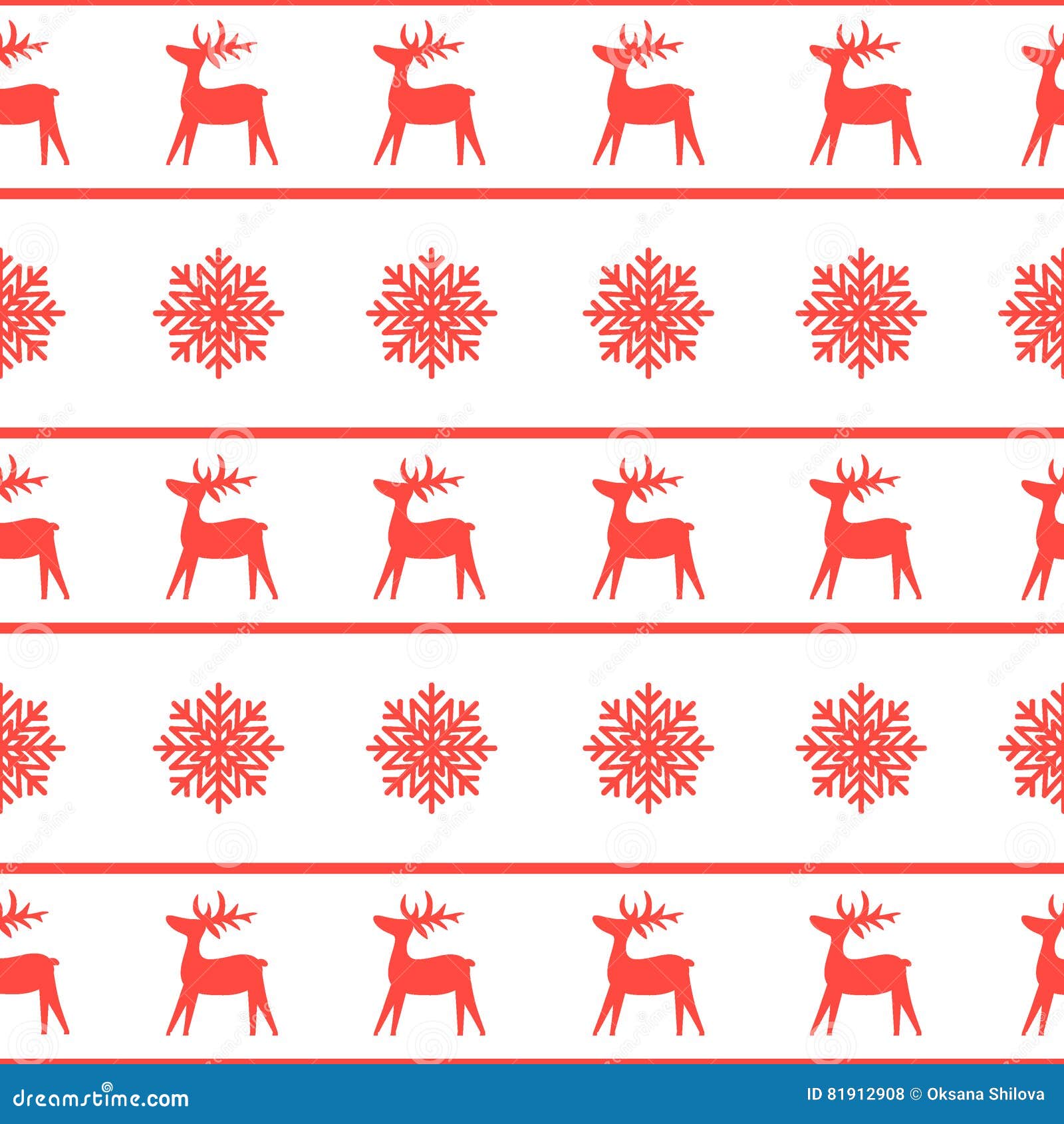 Kerstmis naadloze textuur met rendier en sneeuwvlokken. De winter feestelijk patroon voor textiel, druk, verpakkingsmaterialen