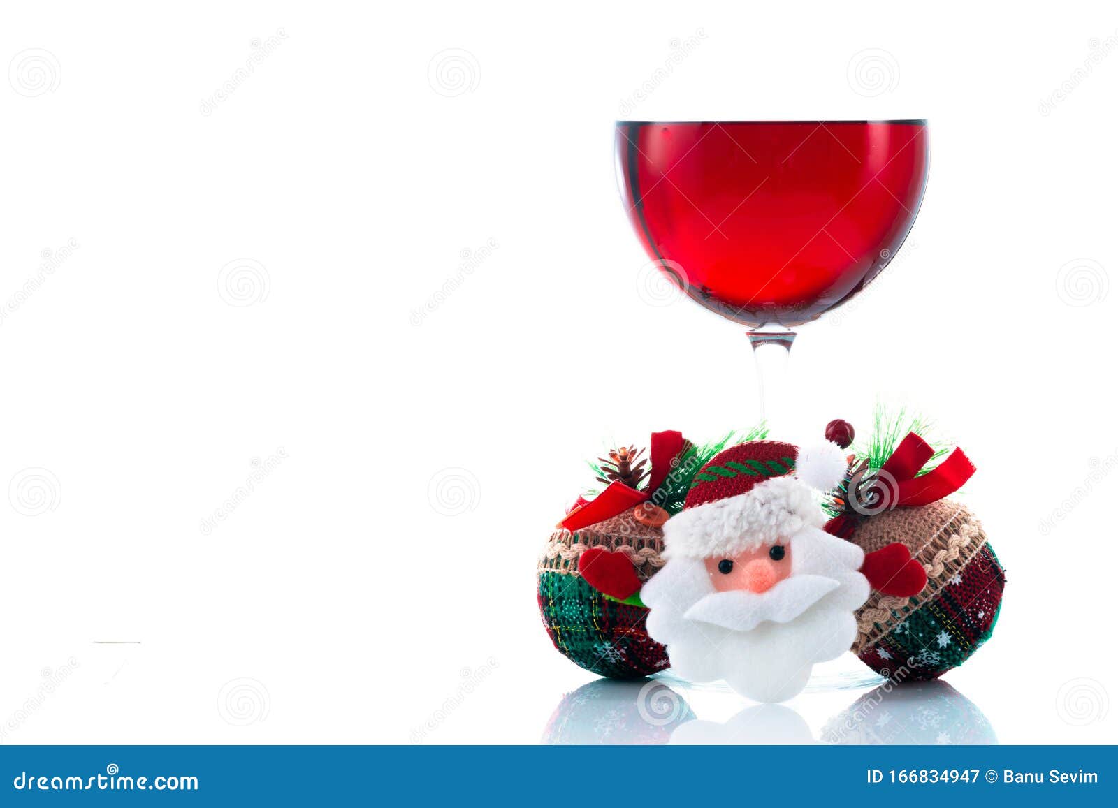 pit long voelen Kerstversiering En Wijnglas Stock Afbeelding - Image of decor, alcohol:  166834947