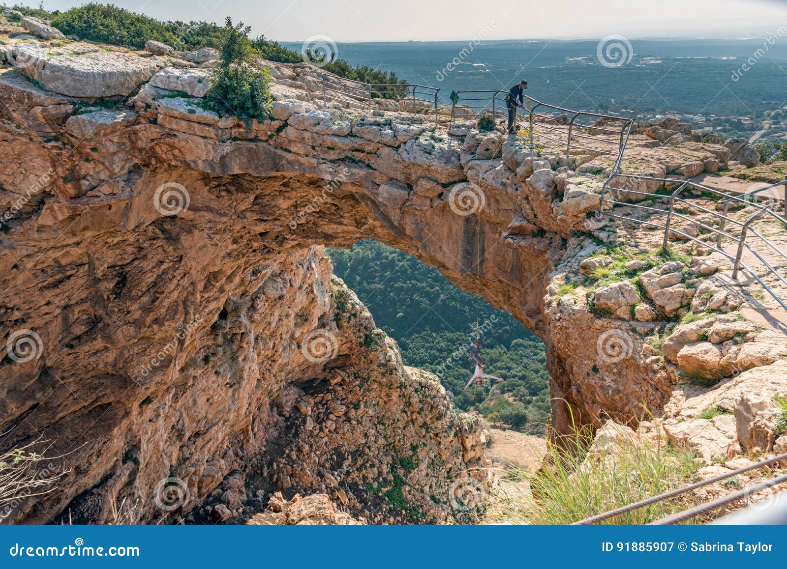 Keshet Cave Israel Women Rappelling And Hanging Upside Down In