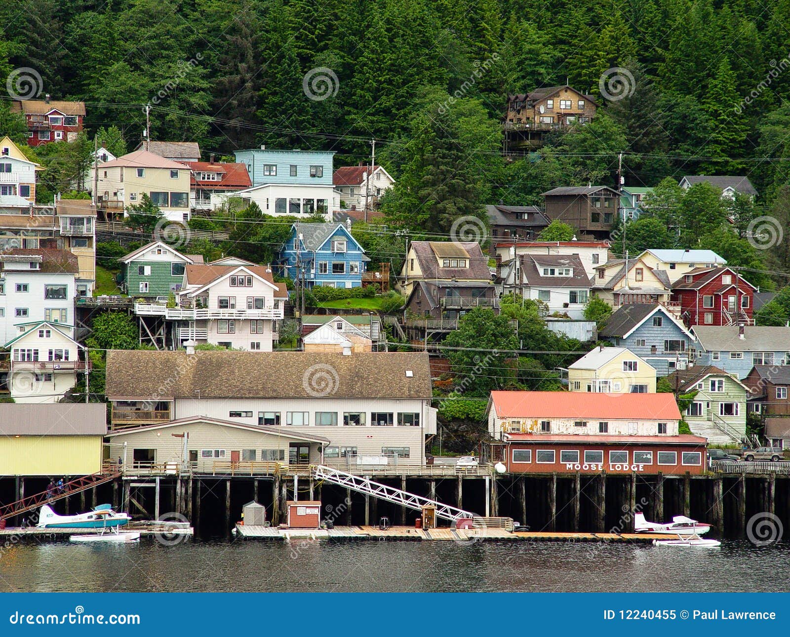 Ketchikan on the water stock image. Image of homes, business 12240455