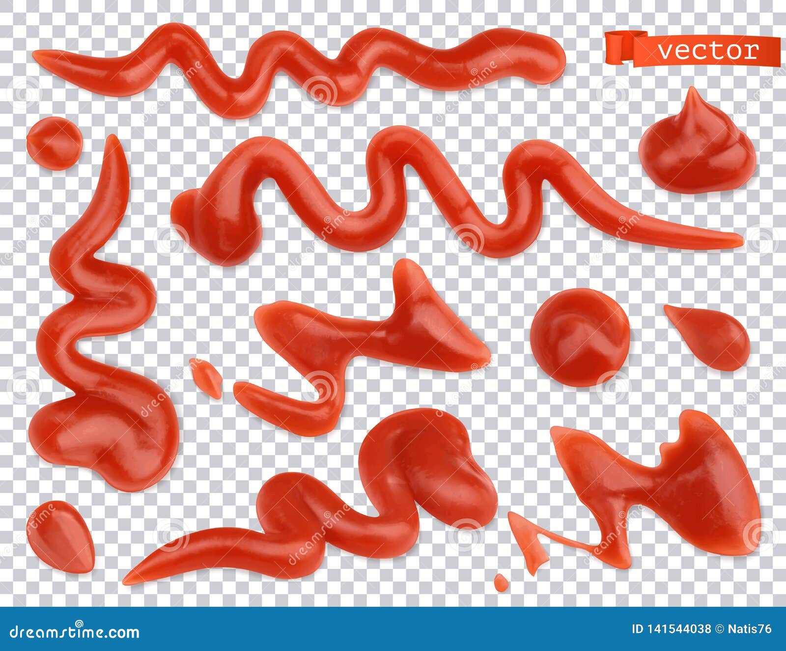 ketchup flowing. tomato. pasta sauce 3d  realistic set