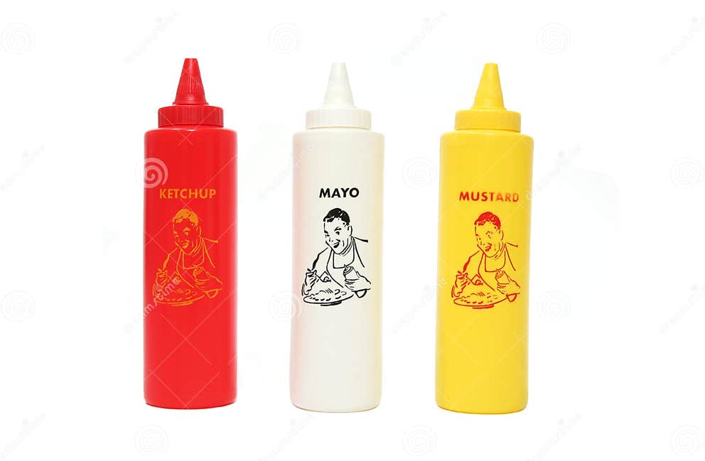 Ketchup, Mayo and Mustard stock image. Image of sauce 1058987