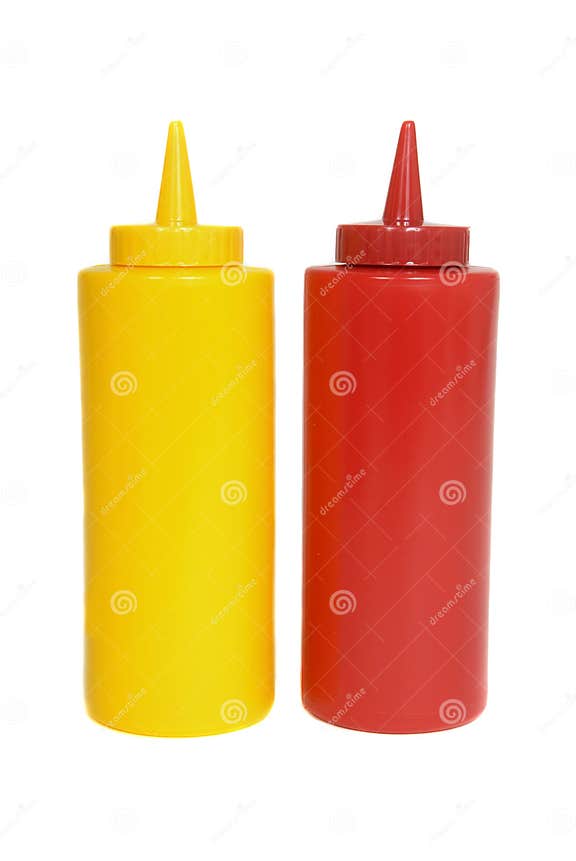 Ketchup and Mustard Squeeze Bottles Stock Image Image of yellow