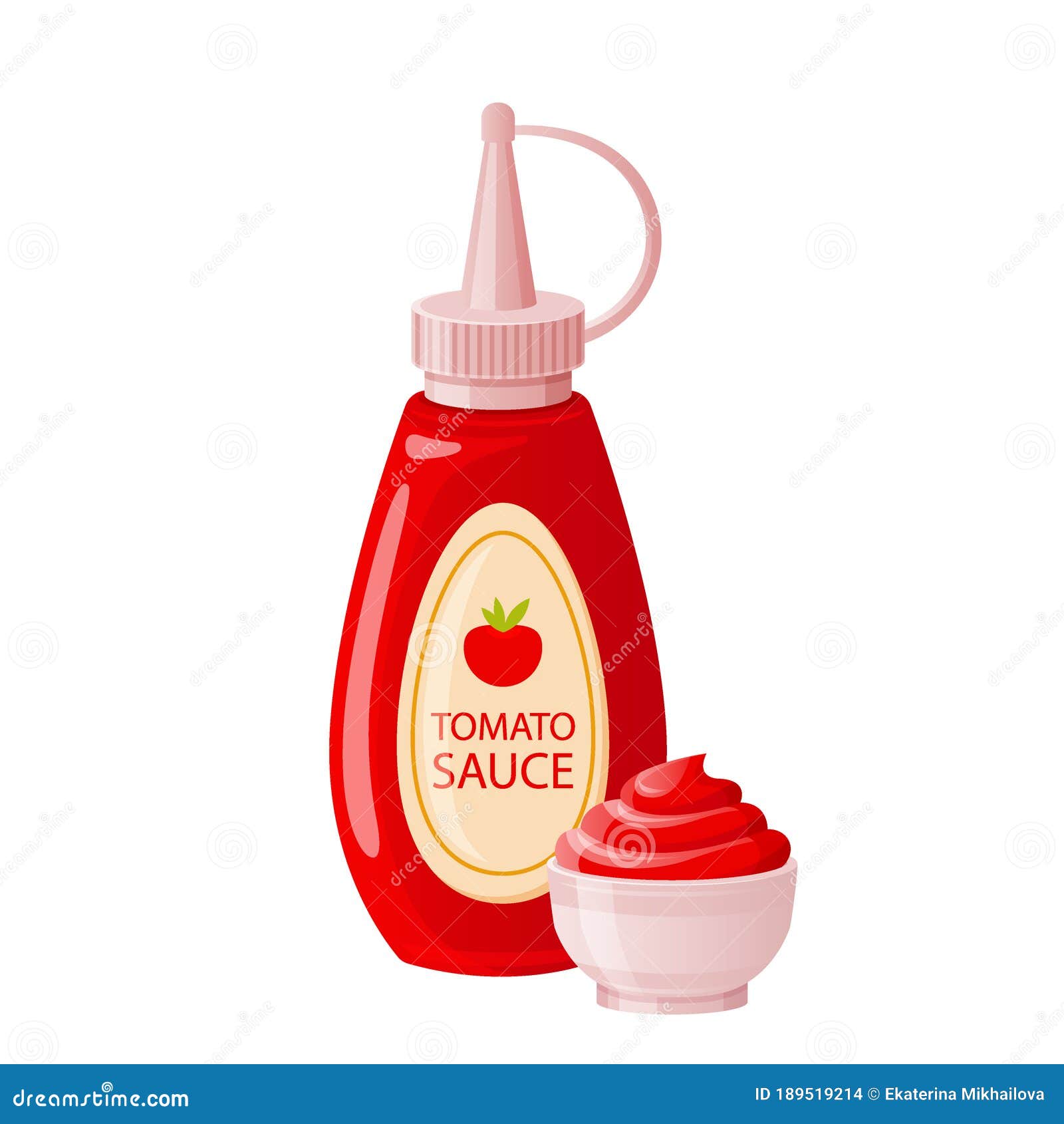 Download Ketchup Sauce In Bottle With Bowl Cup. Tomato Hot Or Sweet Sauce In Cartoon Style. Fast Food ...
