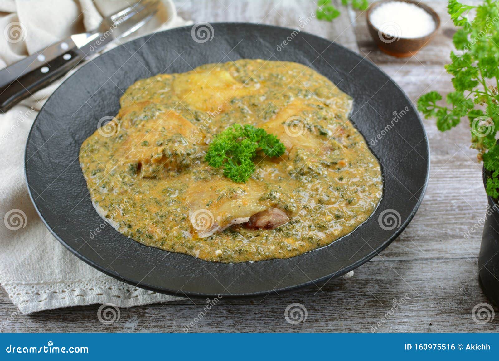 Keto Chicken Thighs with Creamed Spinach Stock Photo - Image of final