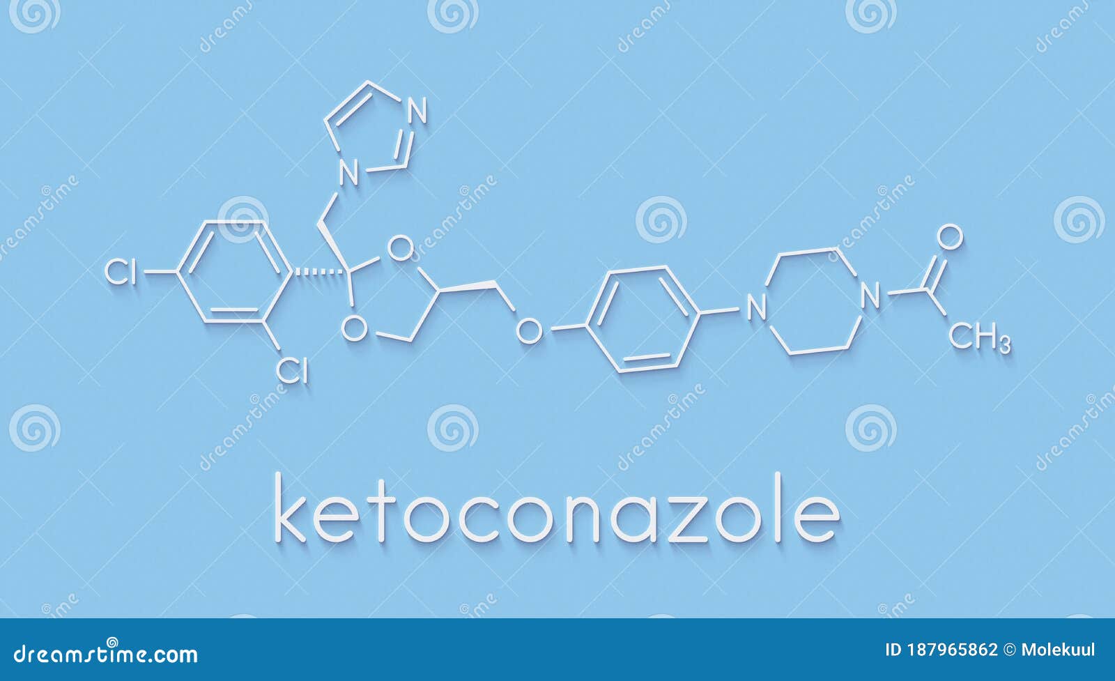 Ketoconazole Antifungal Drug Molecule. Skeletal Formula. Stock