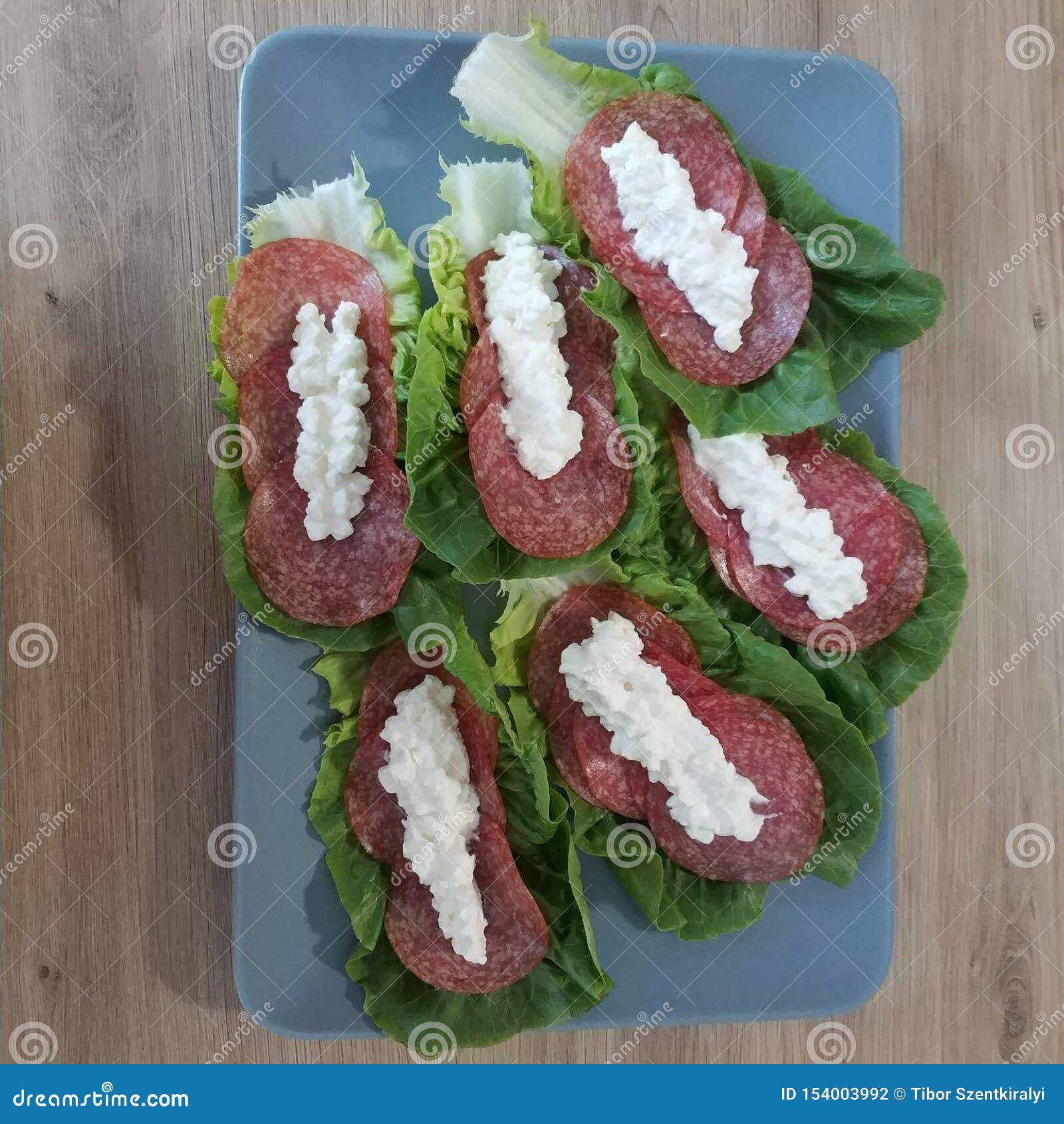 Ketogenic Meal Cottage Cheese With Salami And Lettuce Keto Food
