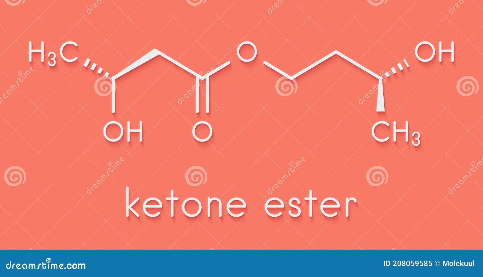 Ketone Ester Molecule. Present in Drinks To Induce Ketosis Stock
