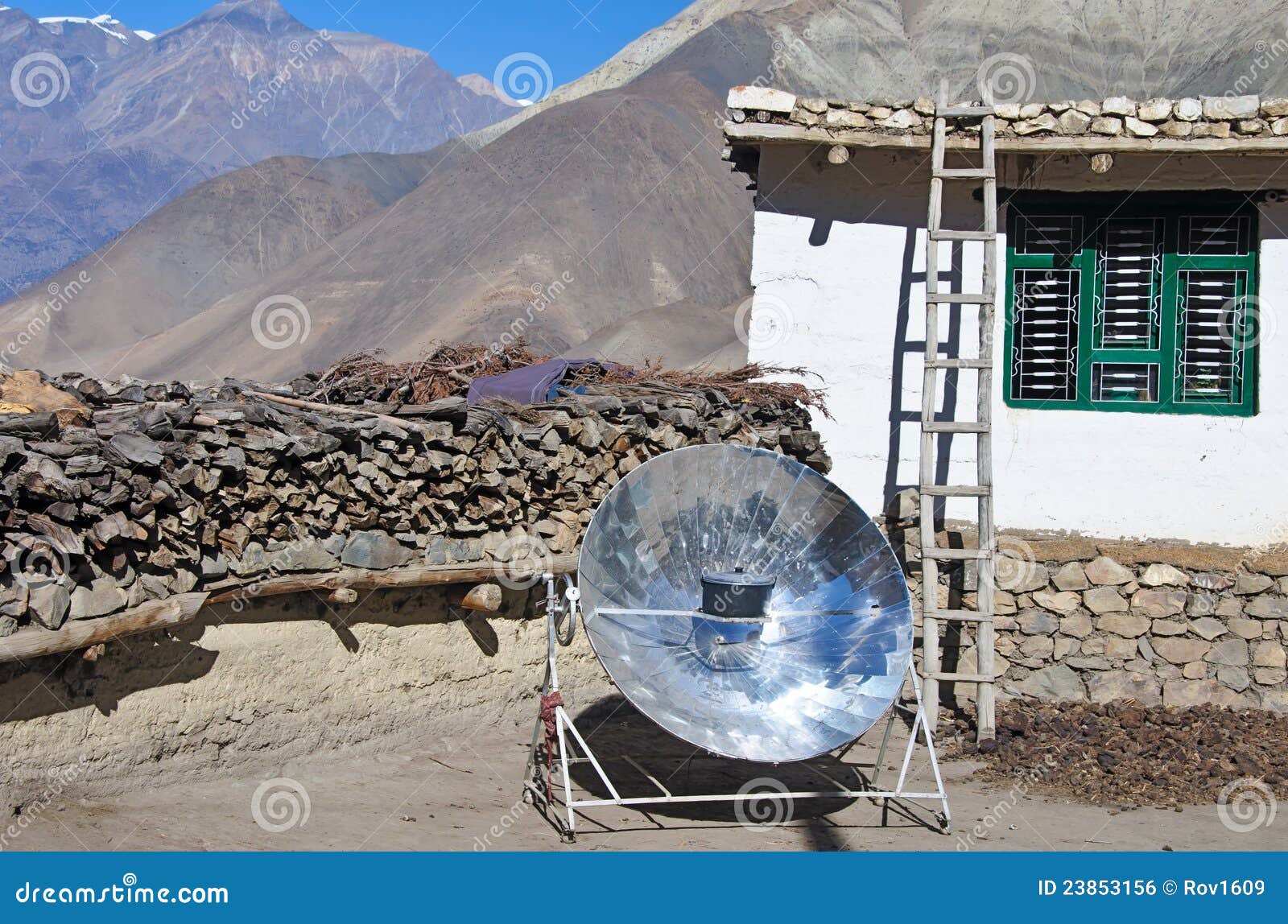 A Kettle is Boiled Using a Solar Reflector Stock Photo Image of