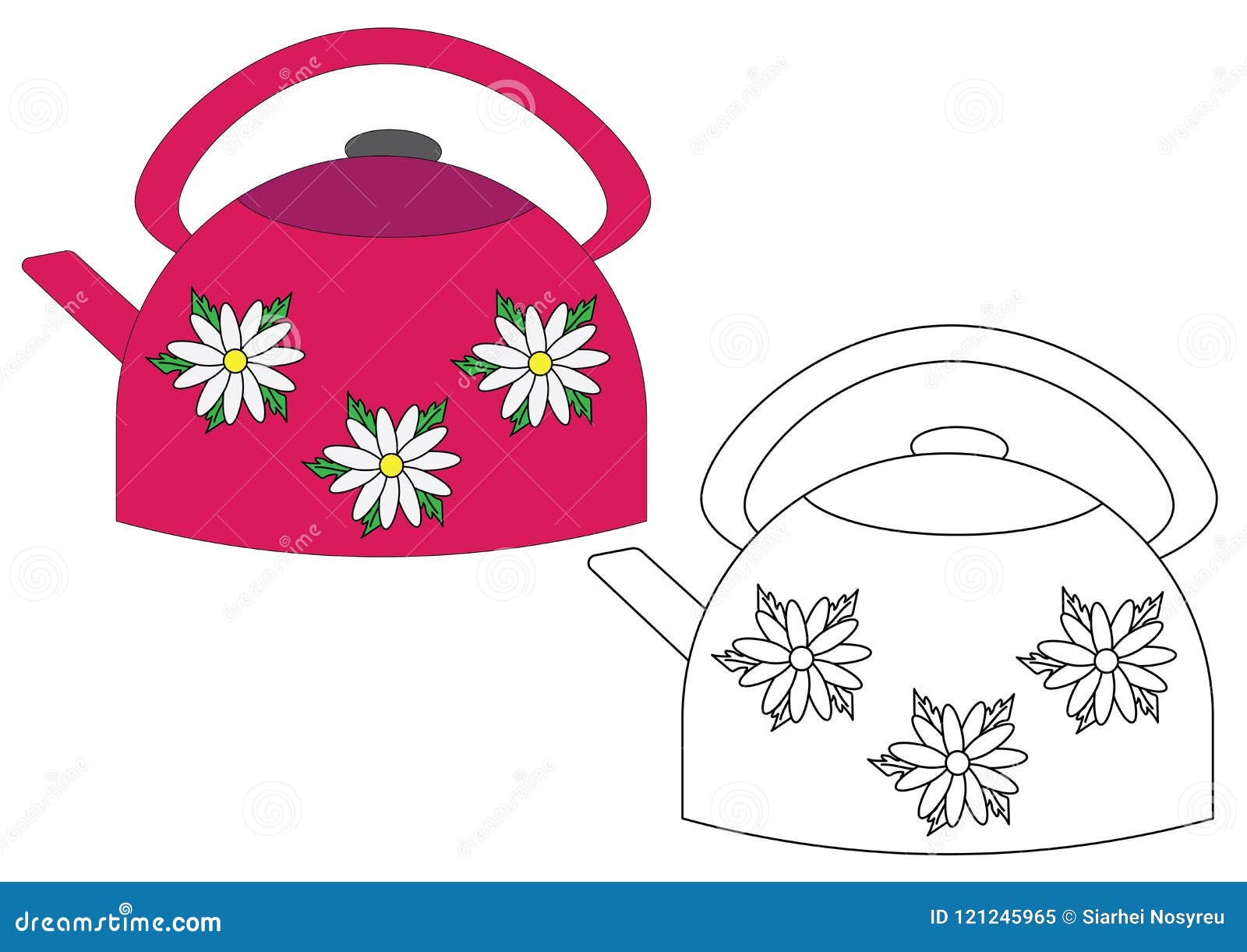 Kettle Coloring Book Game For Fids Vector Illustration Stock Vector Illustration Of Graphic Kettle 121245965