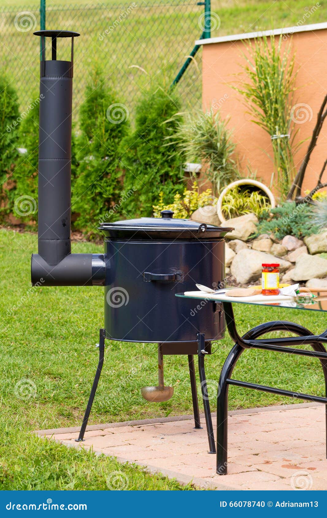Kettle for Cooking Goulash with Chimney Stock Photo Image of metal