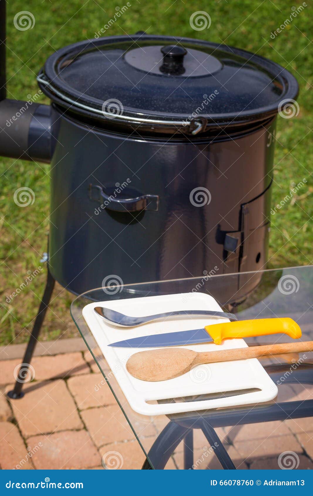 Kettle for Cooking Goulash with Chimney Stock Photo Image of campsite