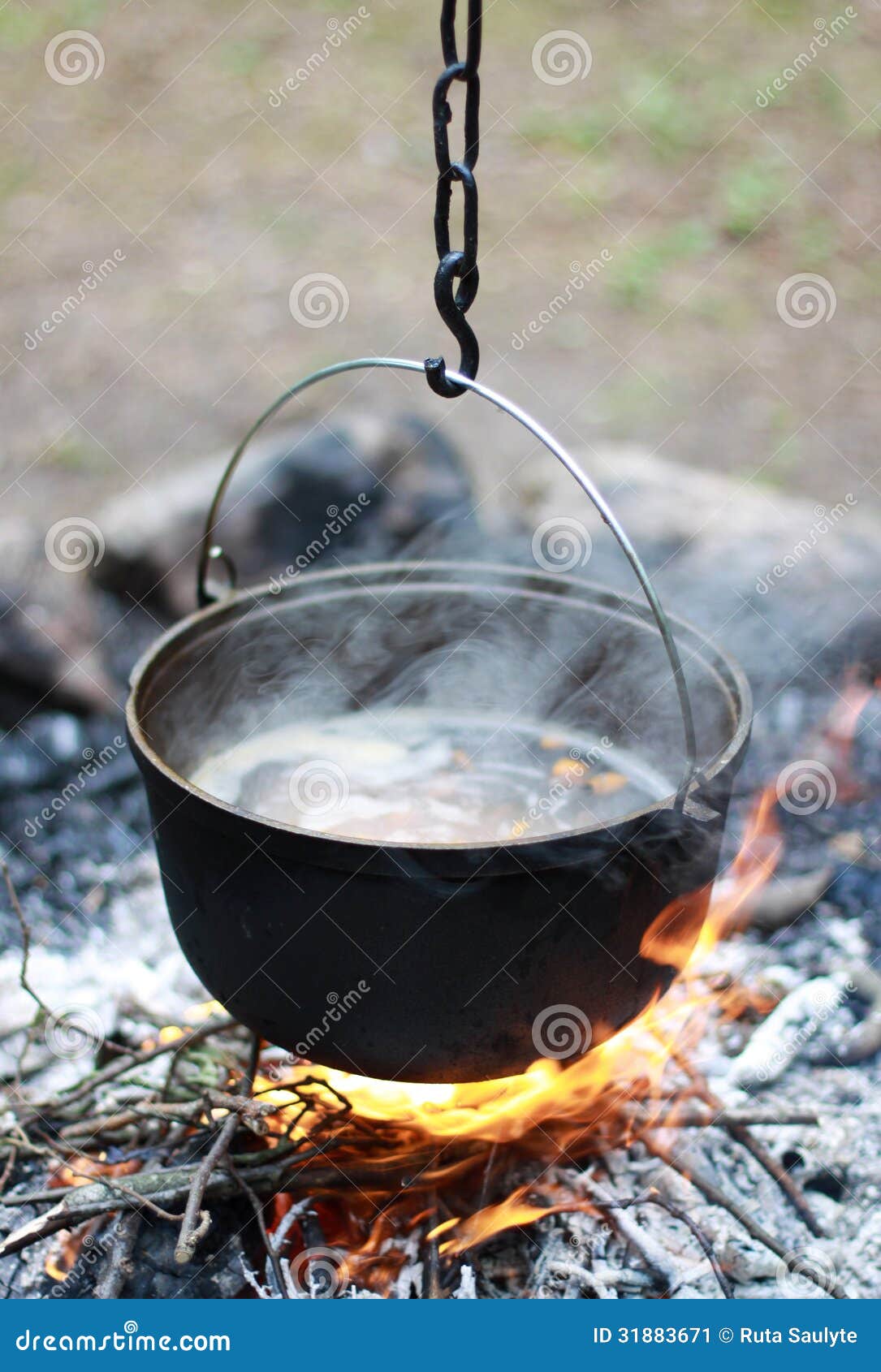 Kettle on fire stock image. Image of burning, firewood 31883671