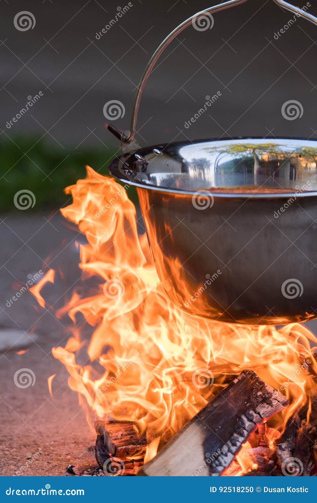 Kettle on the Fire , Cooking in the Nature Stock Photo Image of