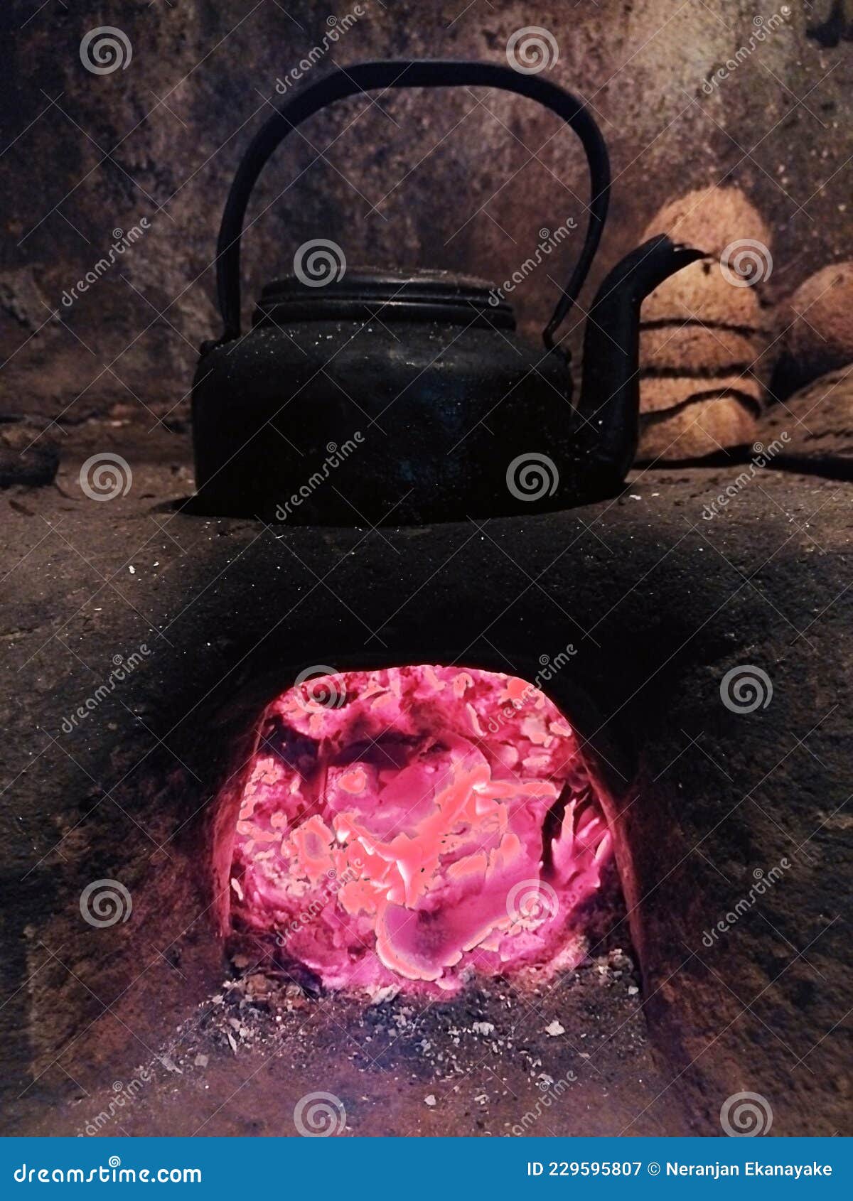 A Kettle of Hot Water on a Wood Stove Stock Image Image of wood