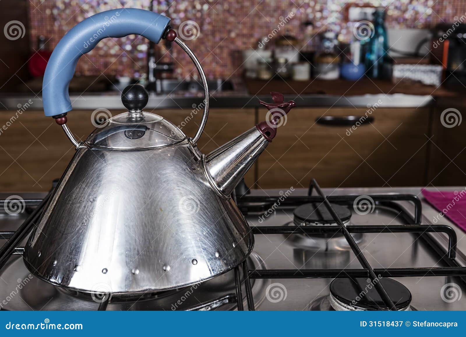 Kettle on the stove stock image. Image of food, drink 31518437