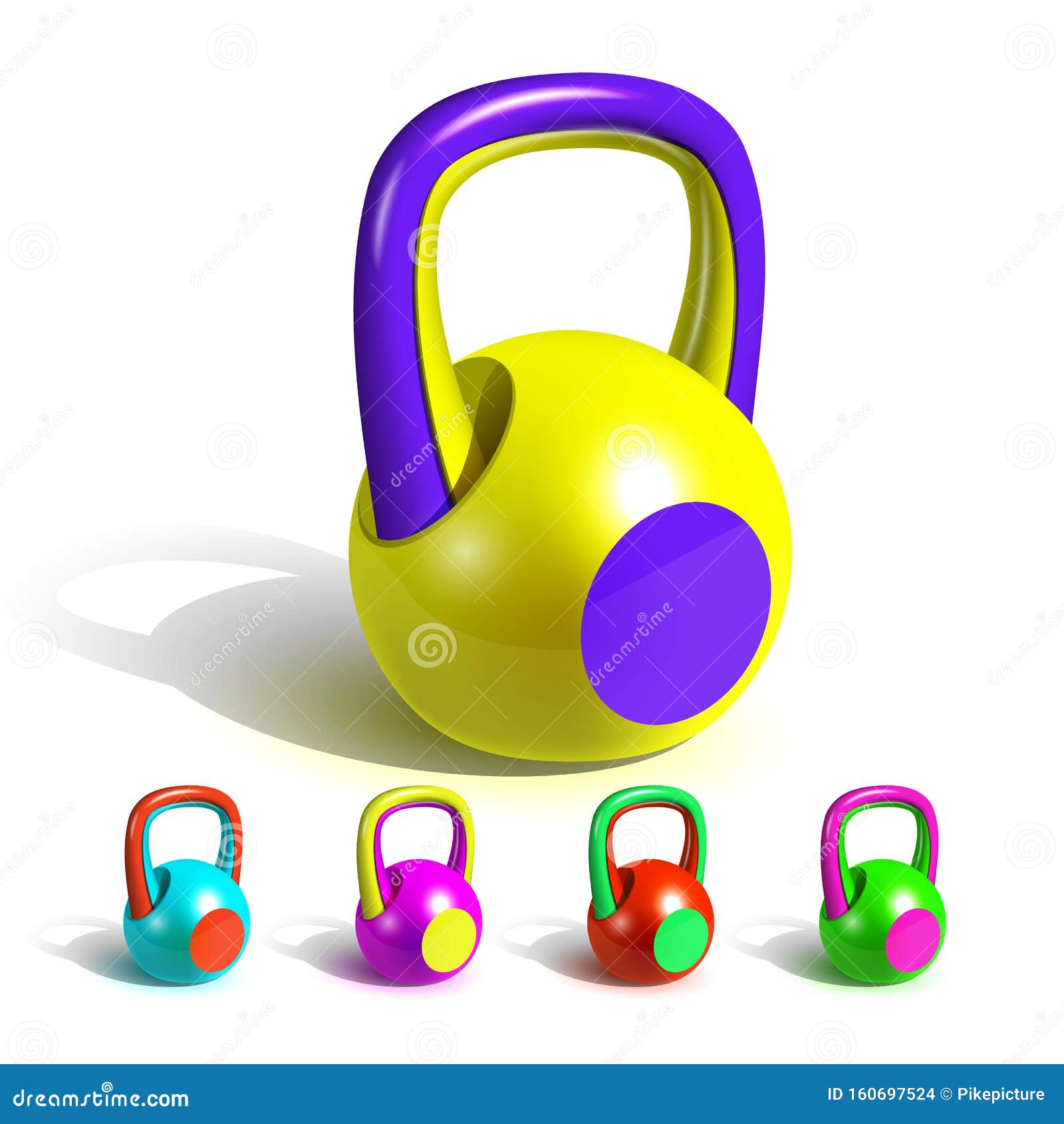 Download Kettlebell In Funny Multicolored Style Set Vector Stock ...
