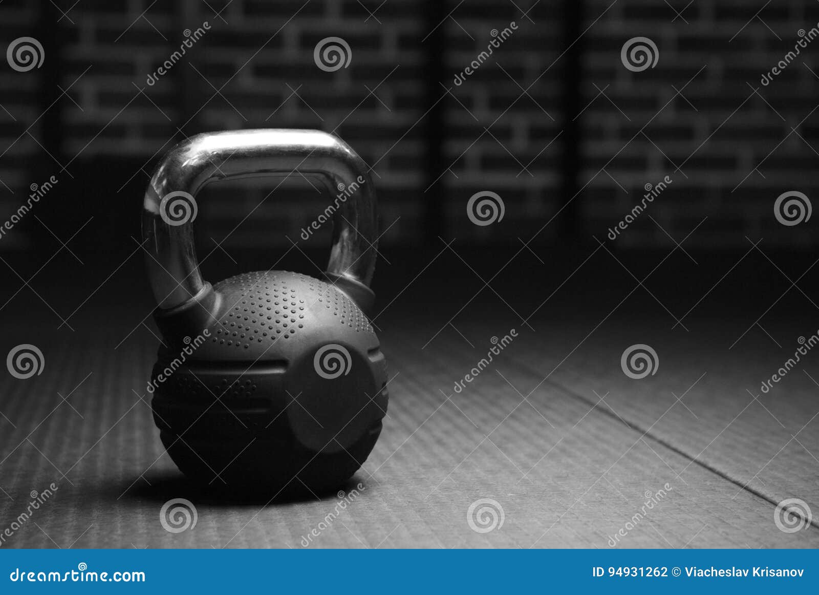 Kettlebell Weights In A Workout Gym In Black And White Stock Photo