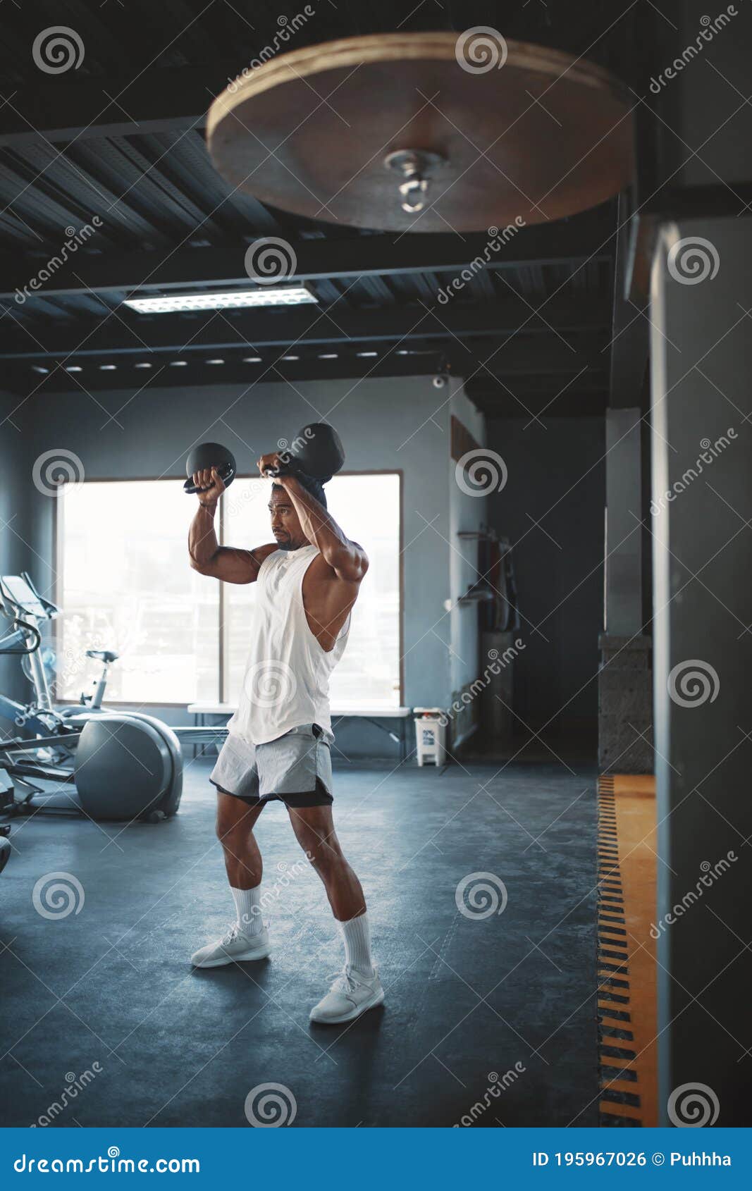 Kettlebell Workout. Man at Gym Doing Exercise with Heavy Sport Equipment  for Strong, Healthy, Muscular Body Stock Photo - Image of lifestyle,  healthy: 195967026