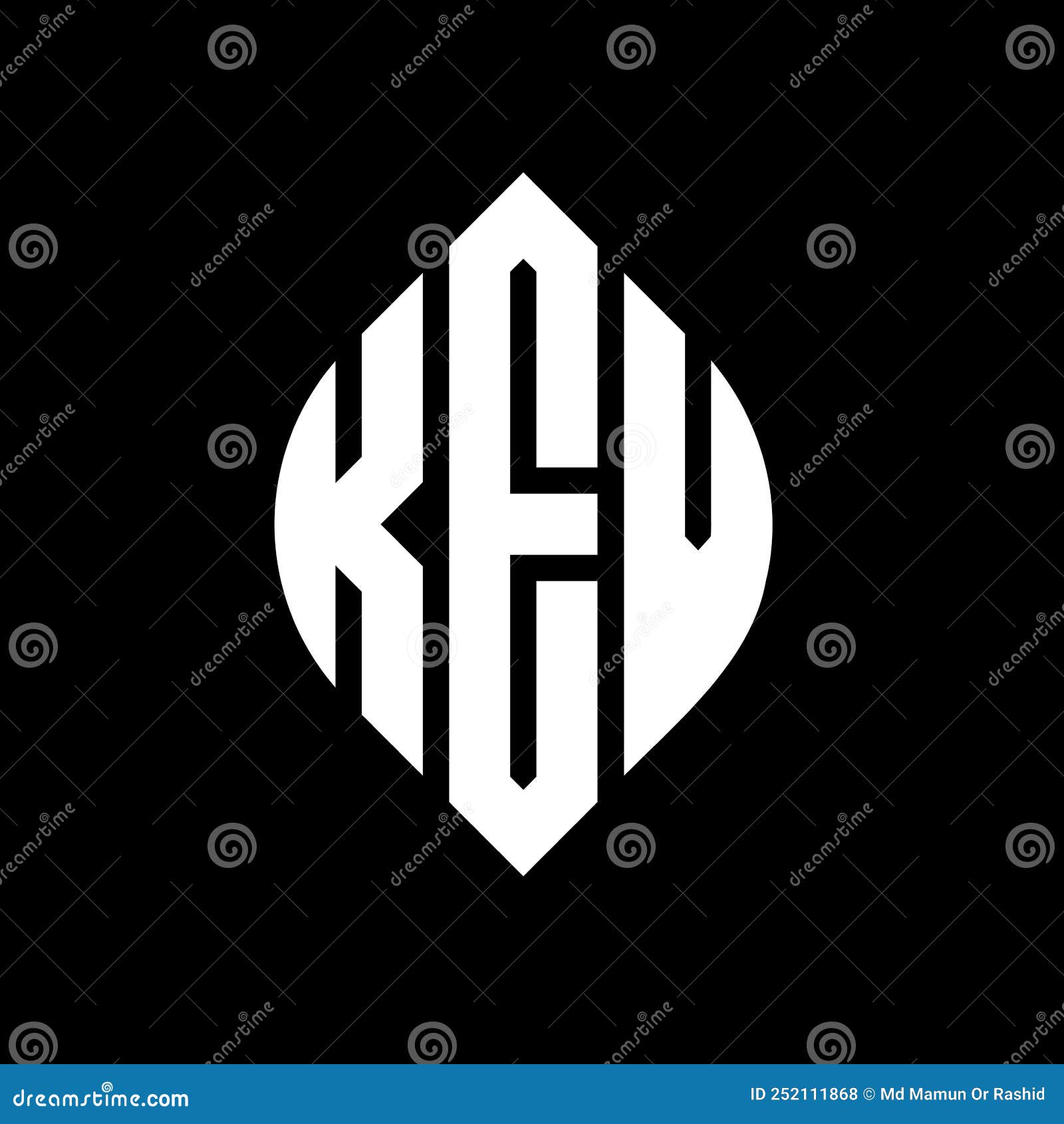 kev circle letter logo  with circle and ellipse . kev ellipse letters with typographic style. the three initials form a