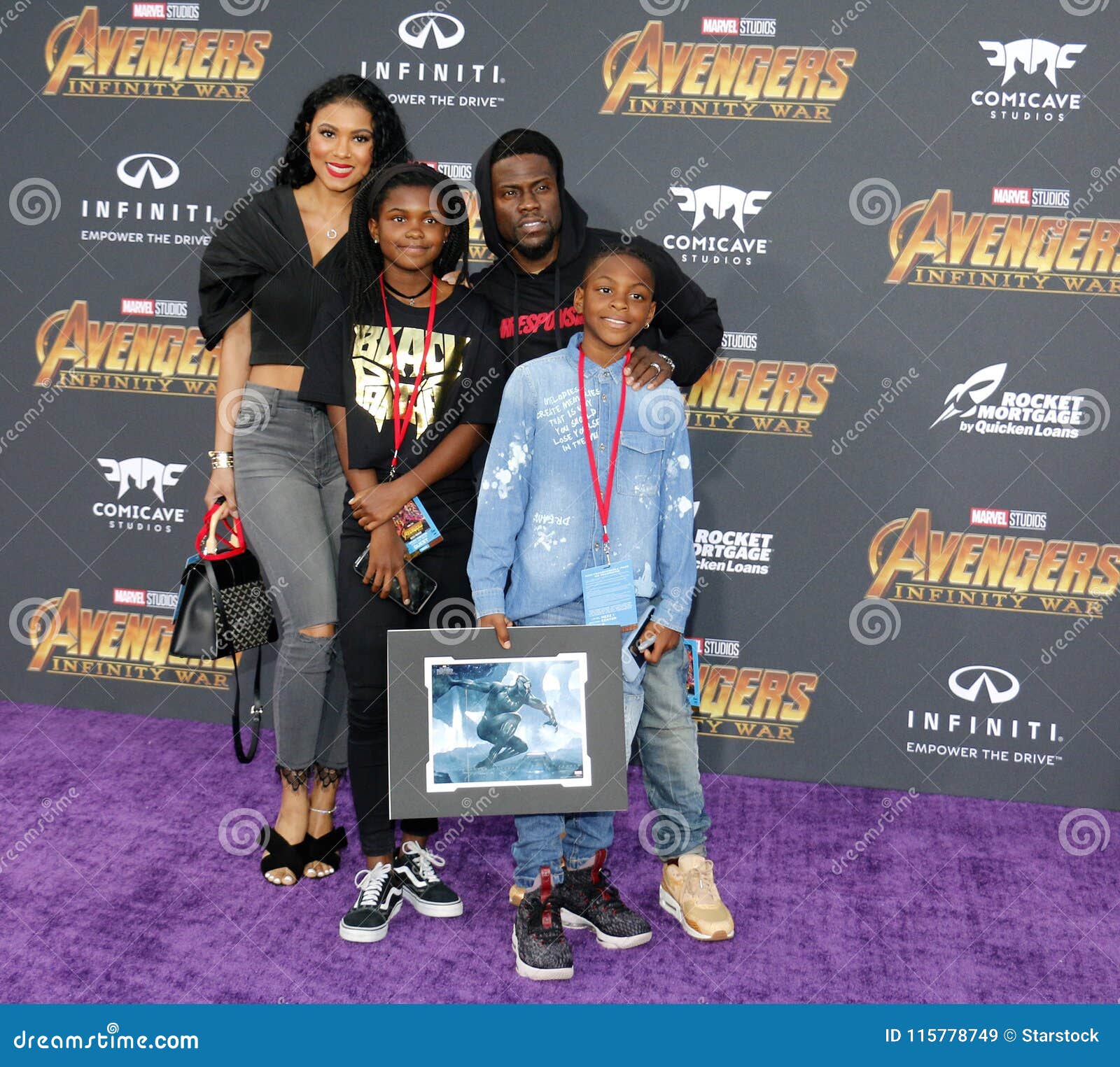 Kevin Hart, Eniko Parrish, Heaven Hart and Hendrix Hart Editorial Stock