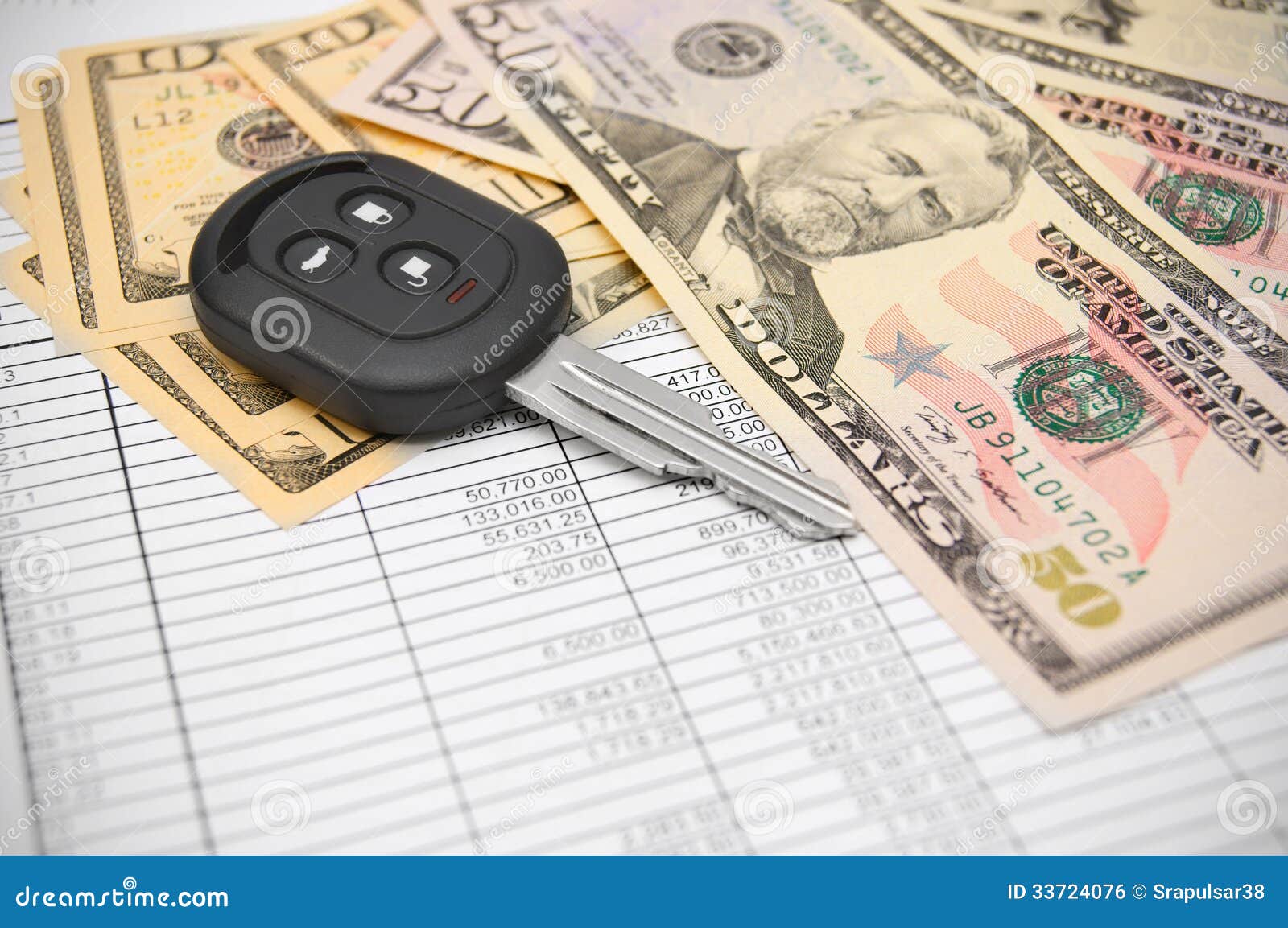 Key from the car, money stock photo. Image of banknote 33724076