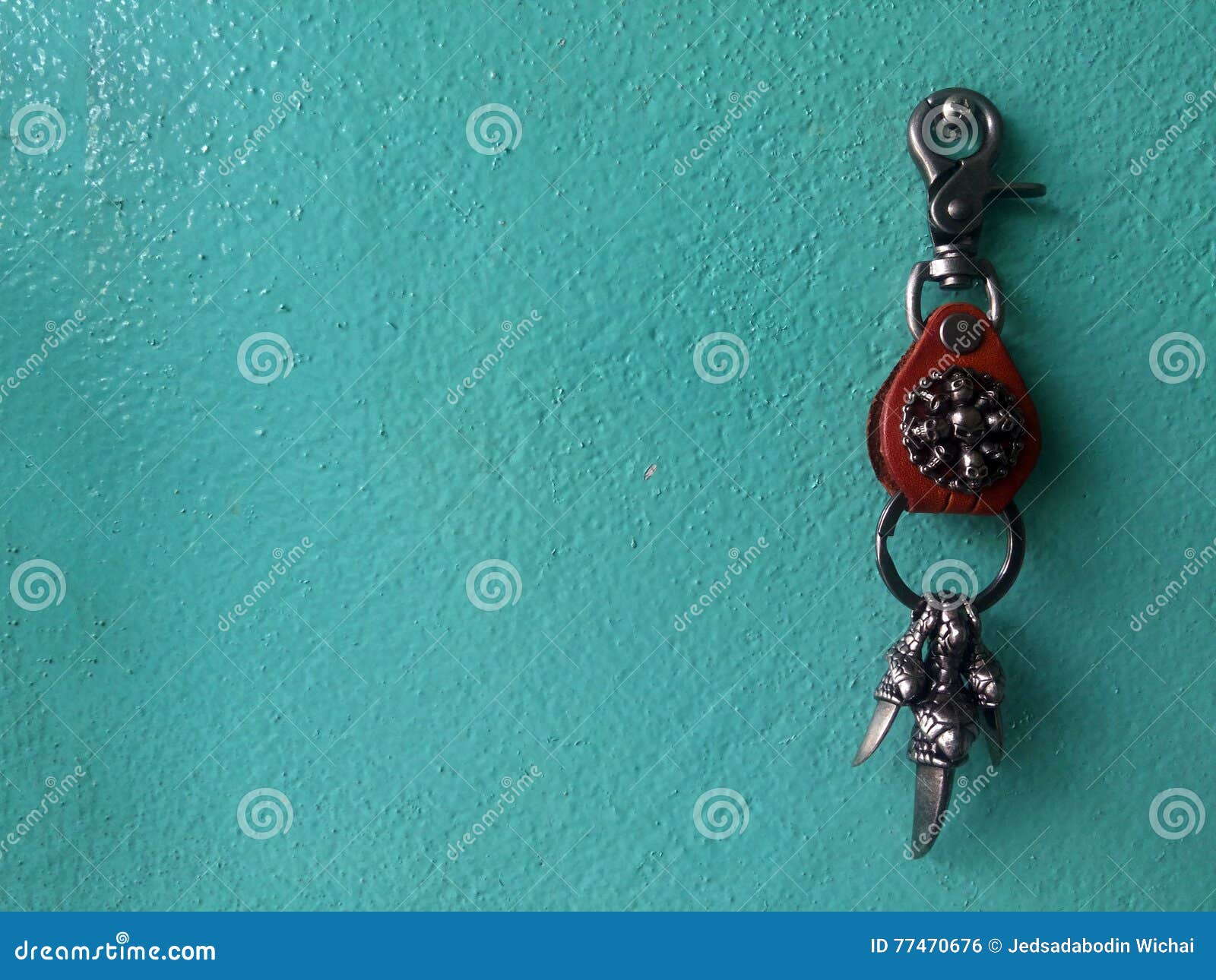Key chain leather stock photo. Image of concrete, closeup 77470676