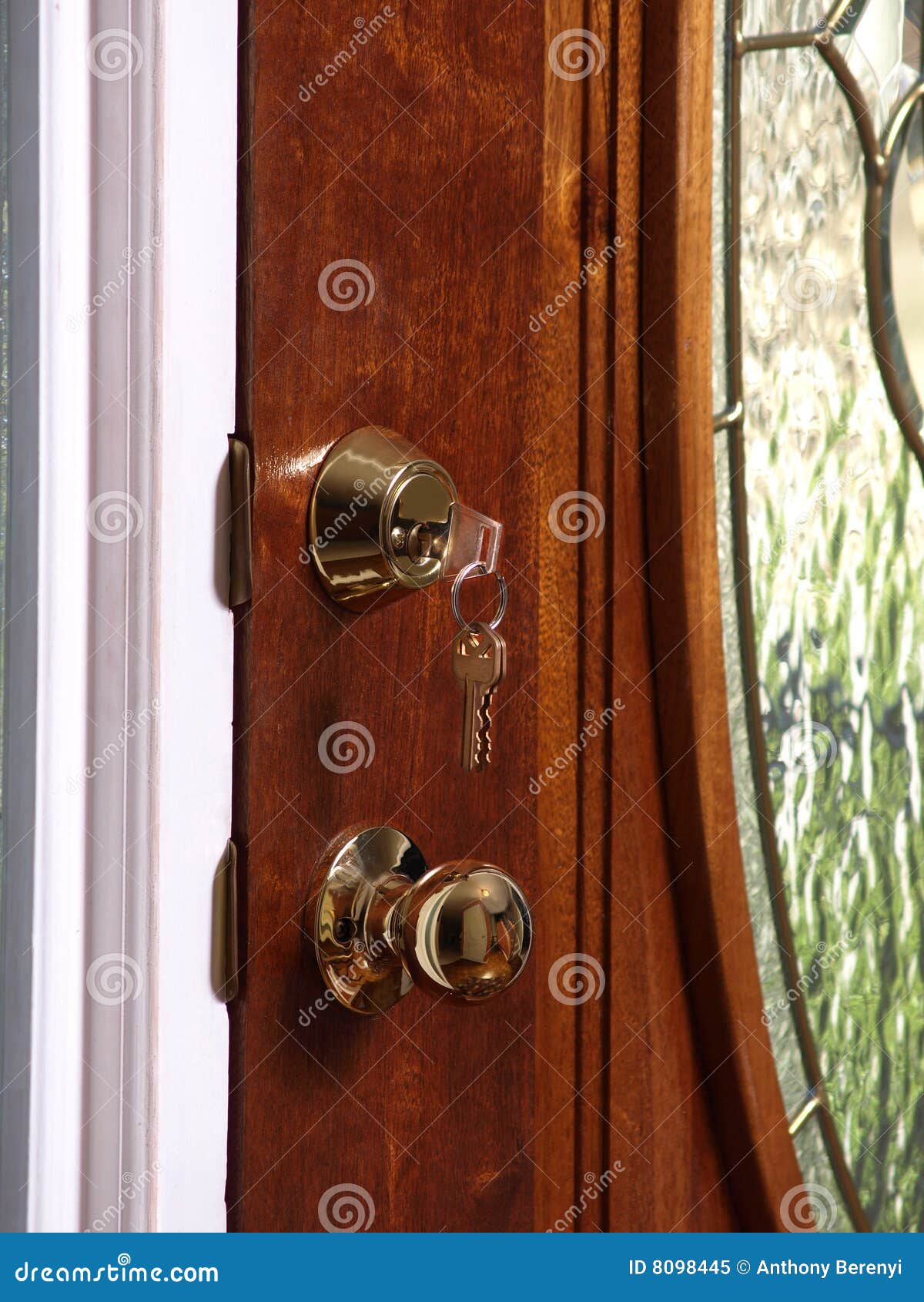 Key in Glass Door stock image. Image of access, lock, wood 8098445