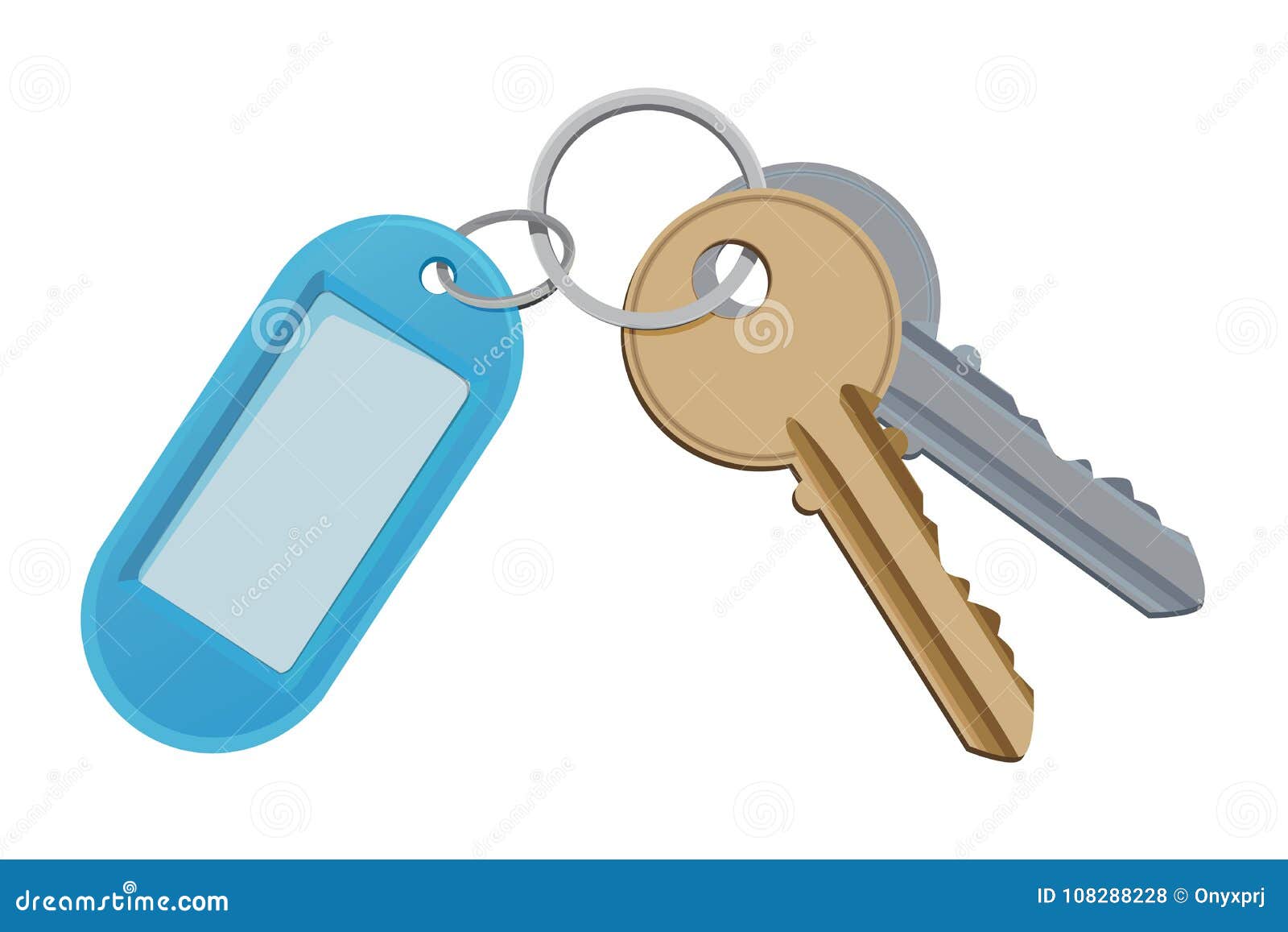 Key And Keychain. Vector Illustration Isolate On White CartoonDealer