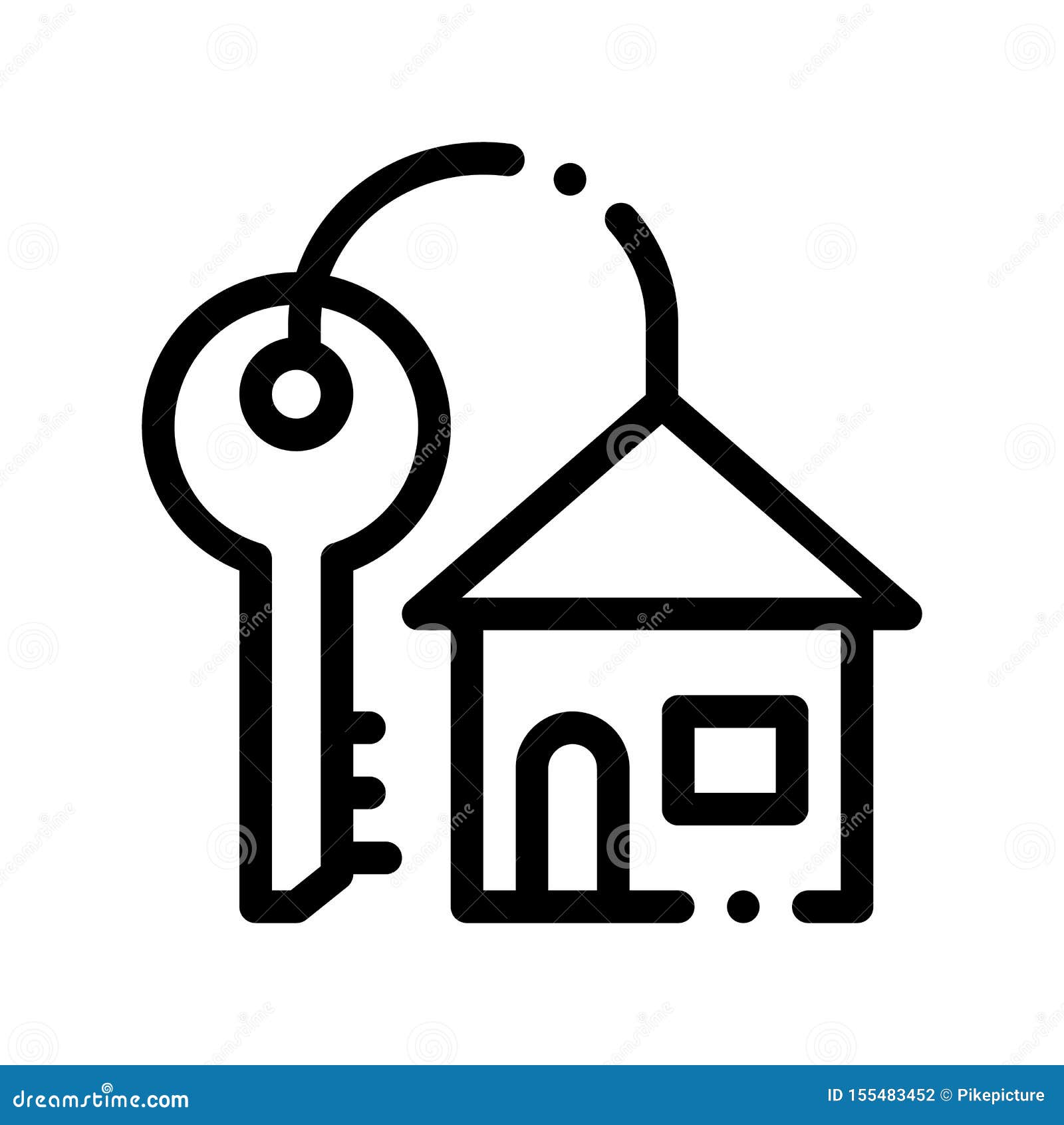 key with keyfob in building form  sign icon