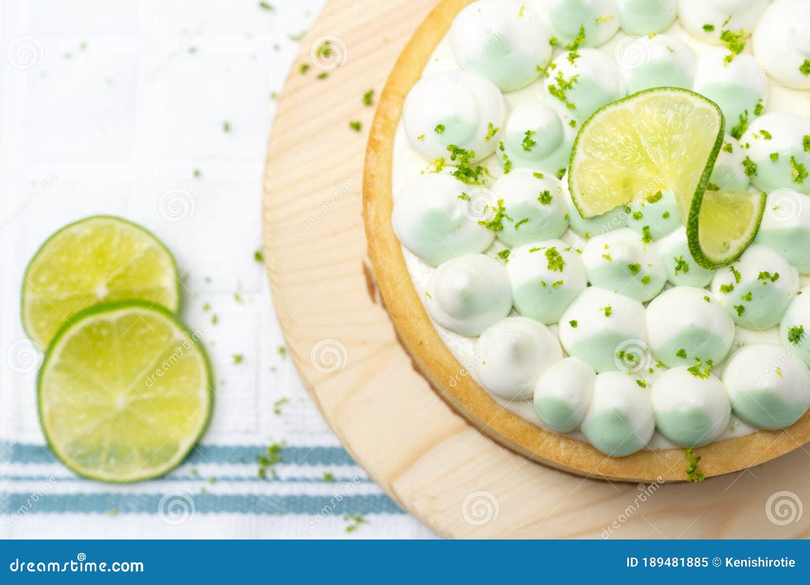 Key Lime Cheese Tart with Whipping Cream on Top Stock Image Image of