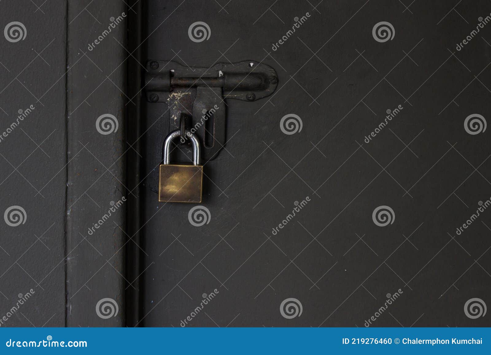 A Key Lock with Black Door. Stock Photo - Image of design, vintage