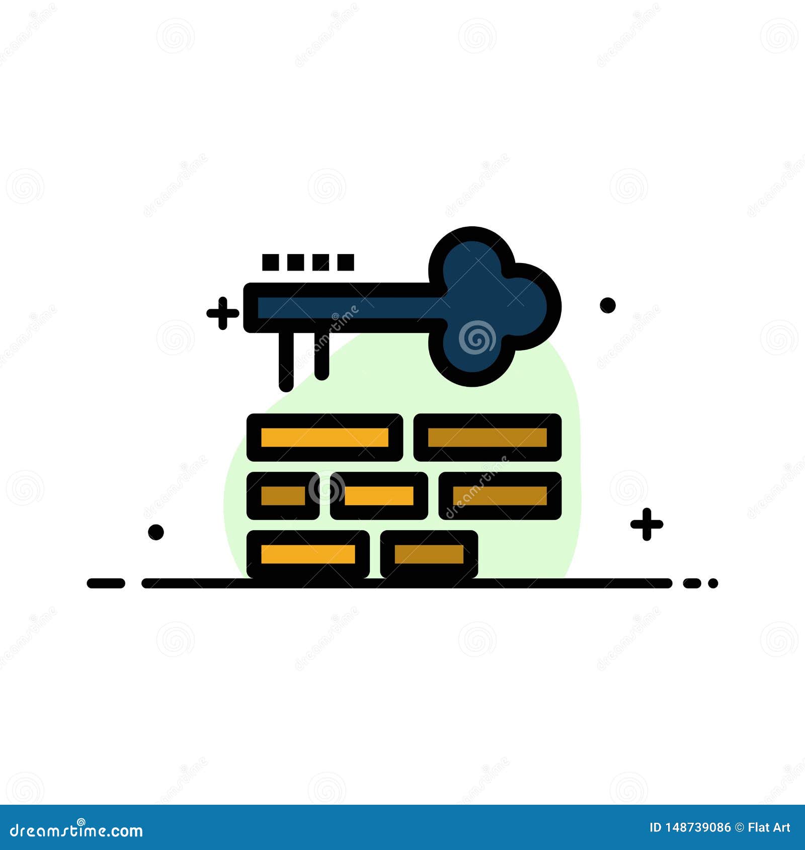 Key Lock Layout Login Business Flat Line Filled Icon Vector