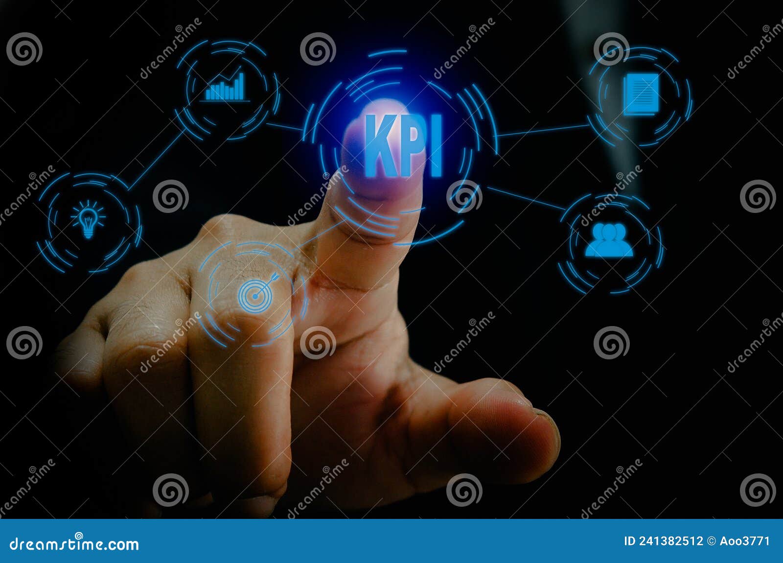 key performance indicator kpi.businessman touch icon digital screen interface.business technology and network concept