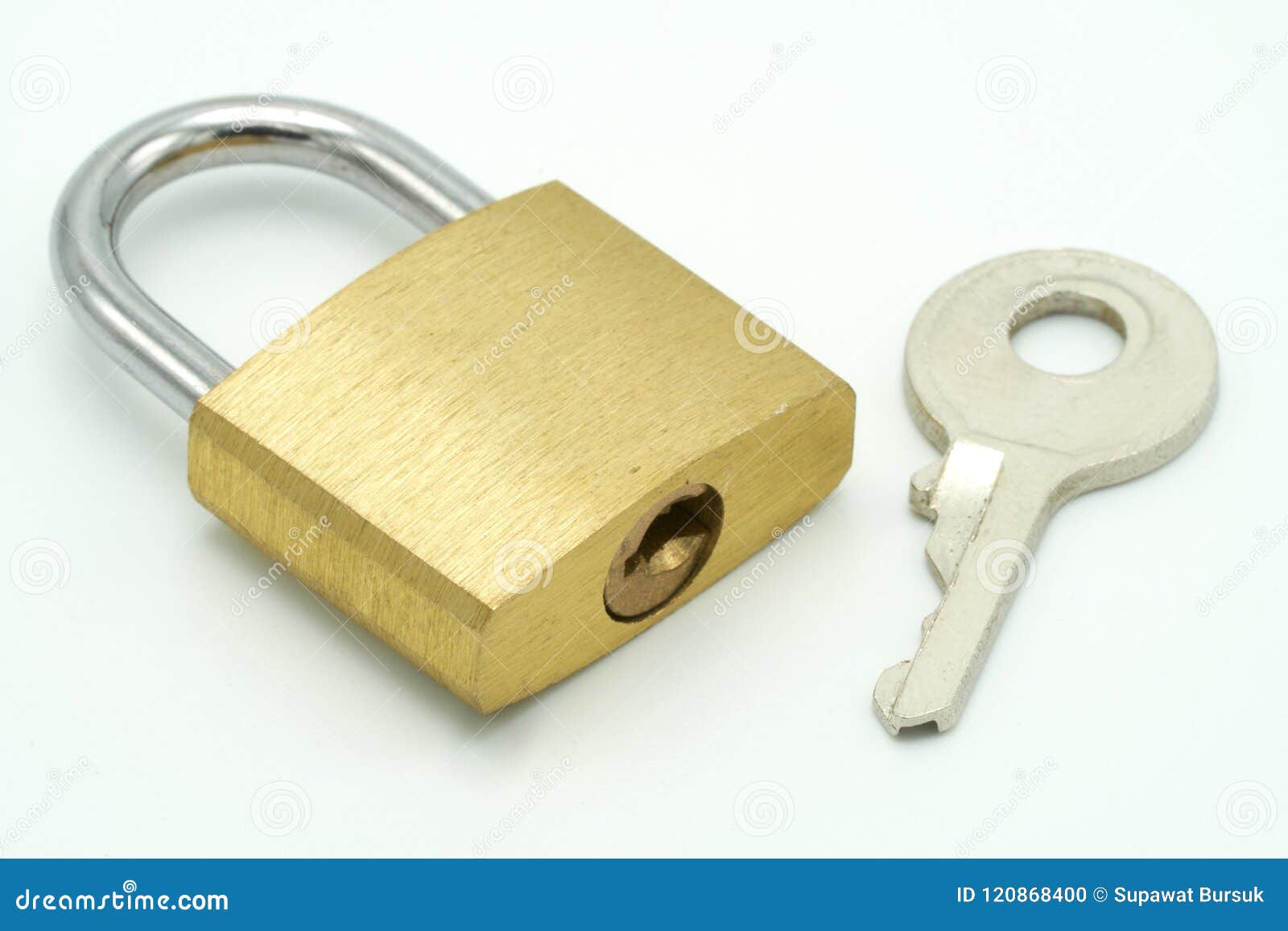 Key Ring Made of Brass Metal. on White Space for Decorative Images Used