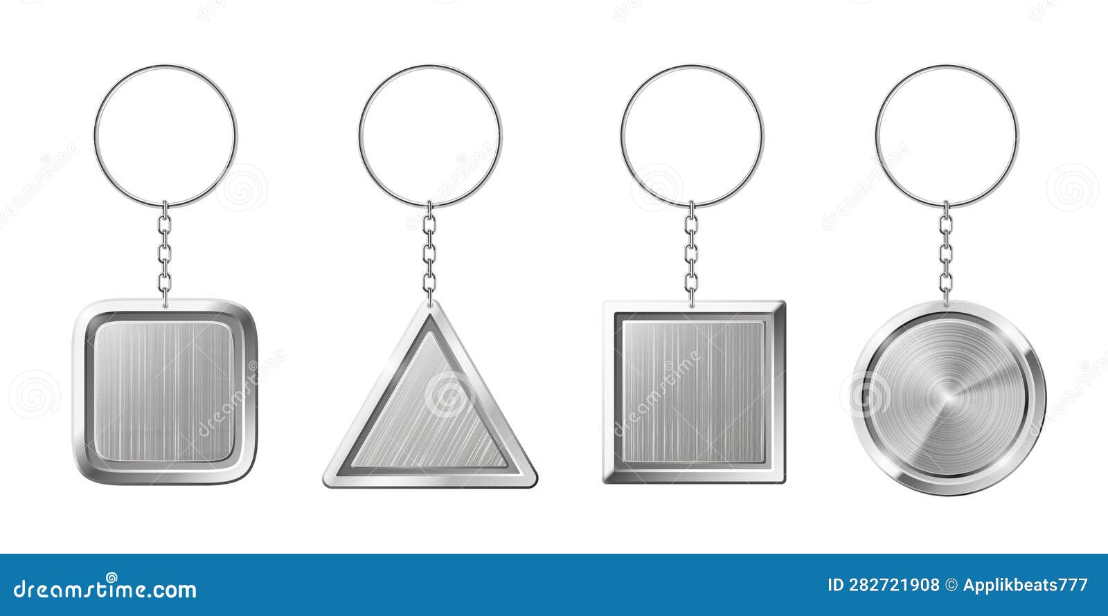 Key Ring with Silver Pendant Holder. Blank Keychain with Ring for Keys