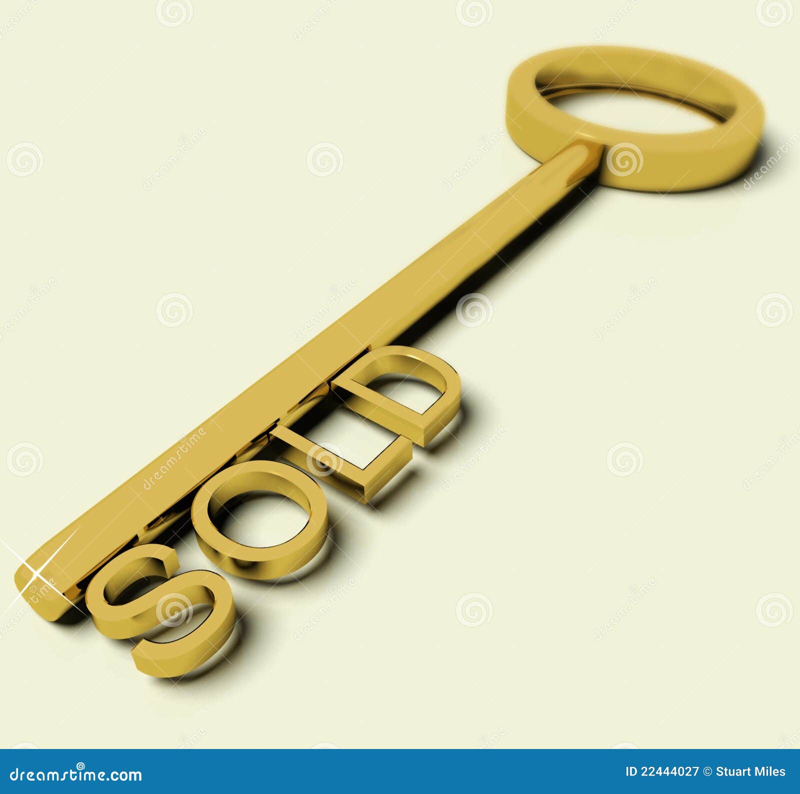 Key with Sold Text As Symbol for Buying a House Stock Illustration