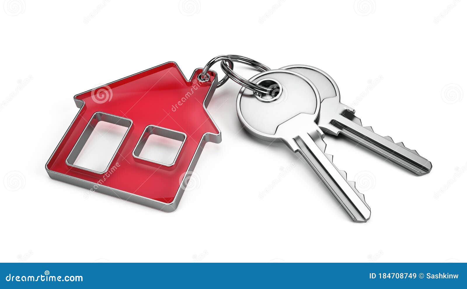 key to a new home concept - house keys with trinket house  on white