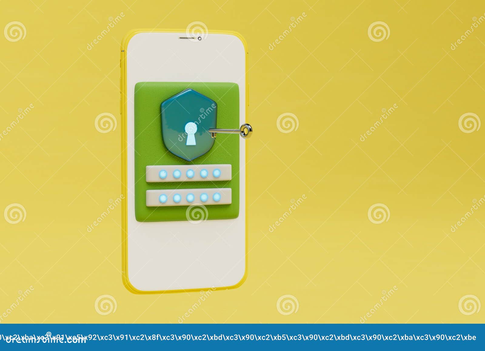 Key To Unlock Your Phone. Smartphone on the Display of Which is a Lock