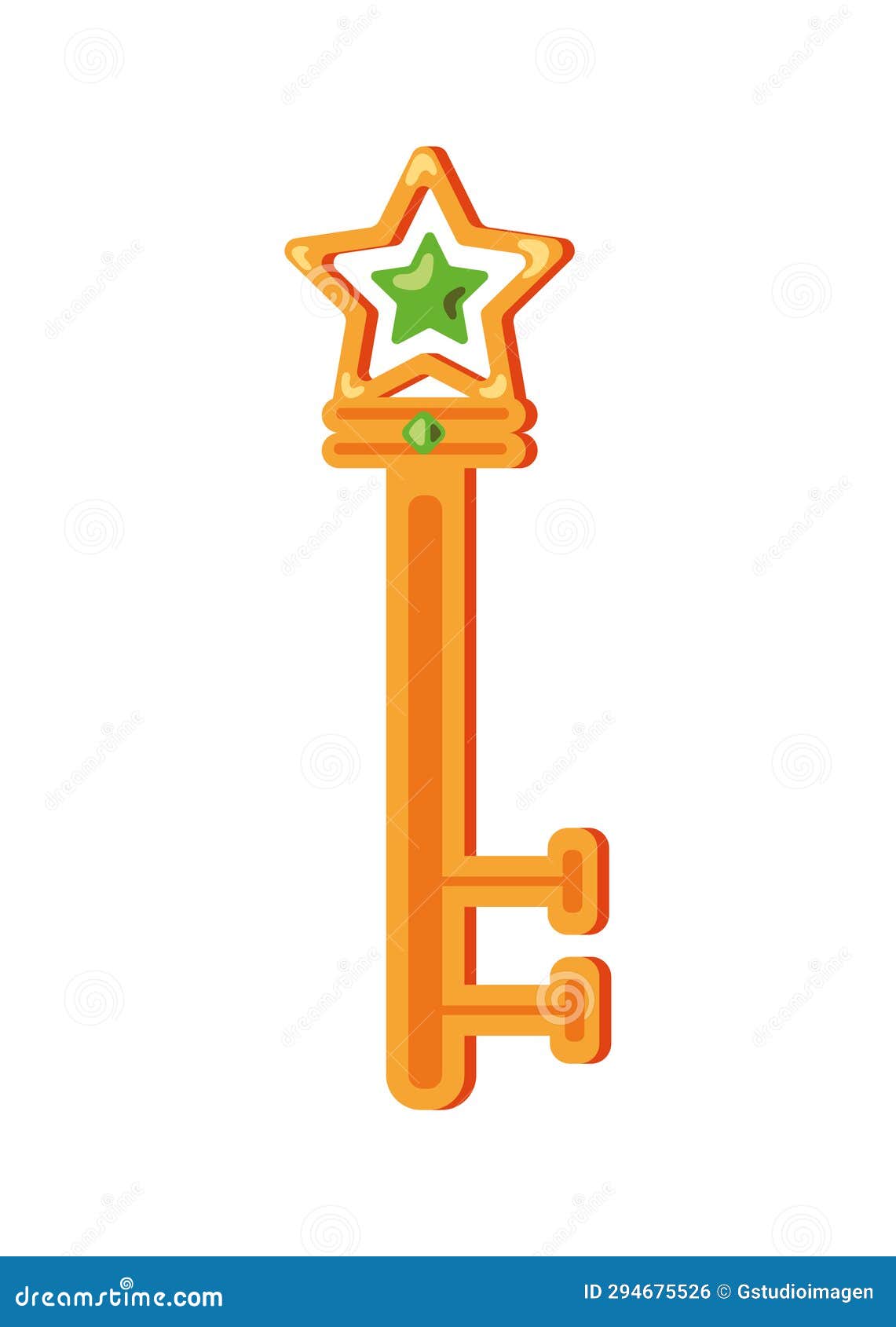 Key Video Game with Star Decor Stock Illustration Illustration of