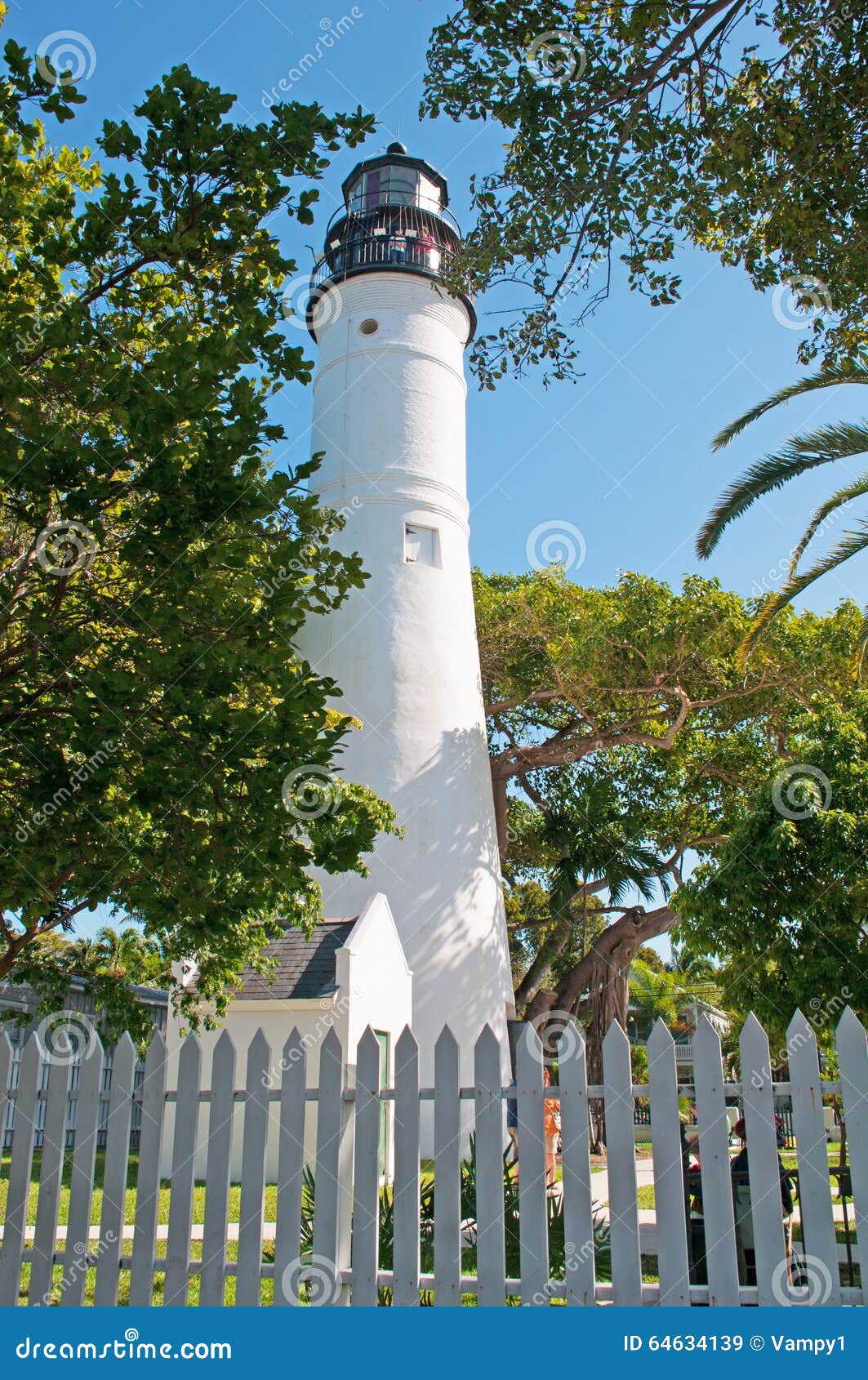 key west lighthouse, white fence, view, keys, cayo hueso, monroe county, island, florida