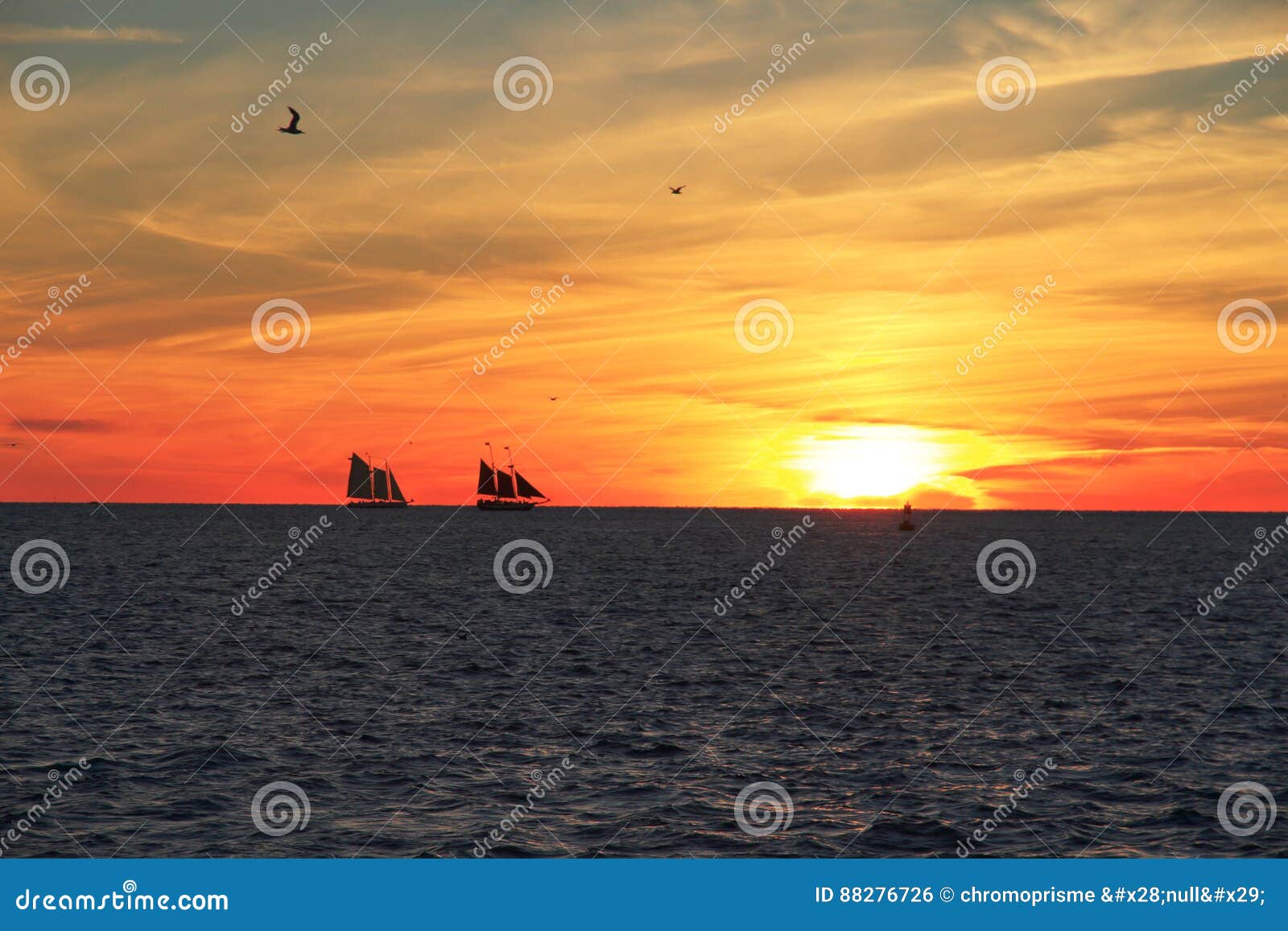 KEY WEST Sunset Sail 11x14 Matted Art Photo Photograph Florida Keys Sailing Boat 