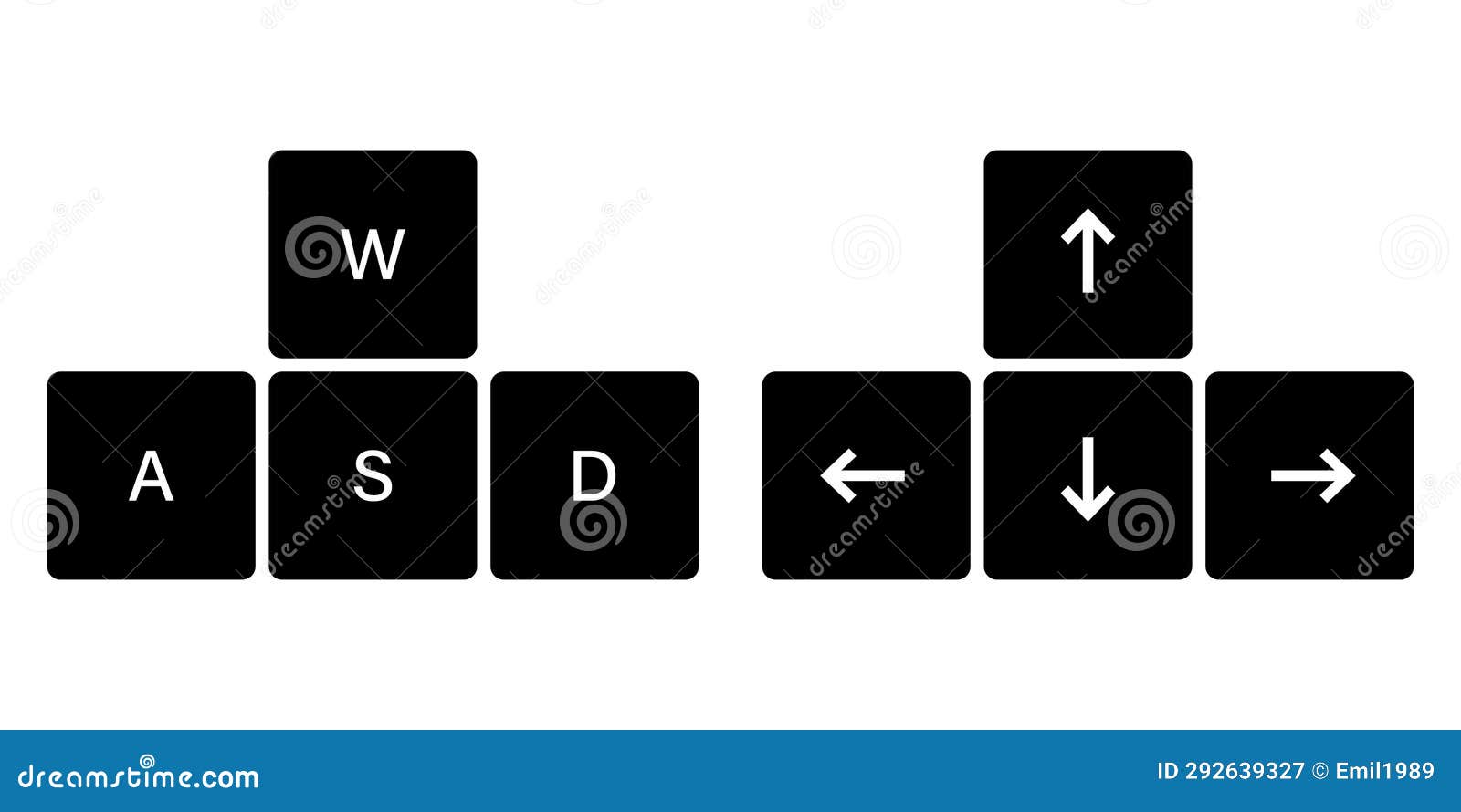 keyboard arrows and wasd buttons set