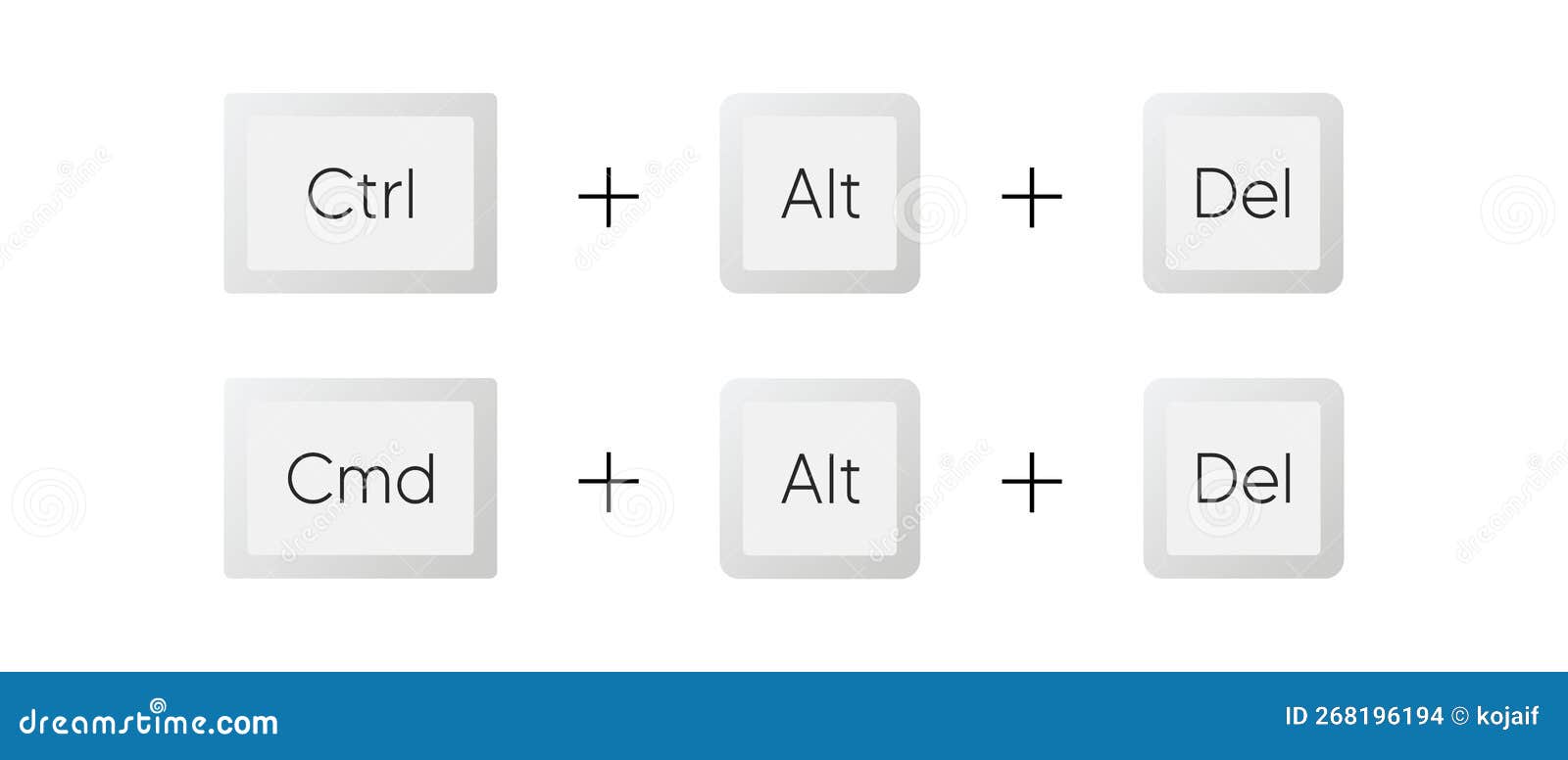 Keyboard Buttons Vector Icon Set. Ctrl Alt Del, Cmd Alt Del Shortcut ...
