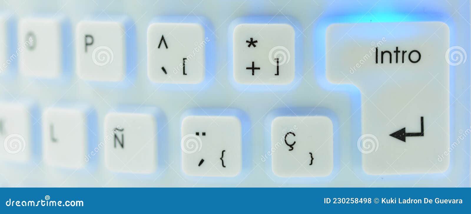 keyboard of a computer with blue light