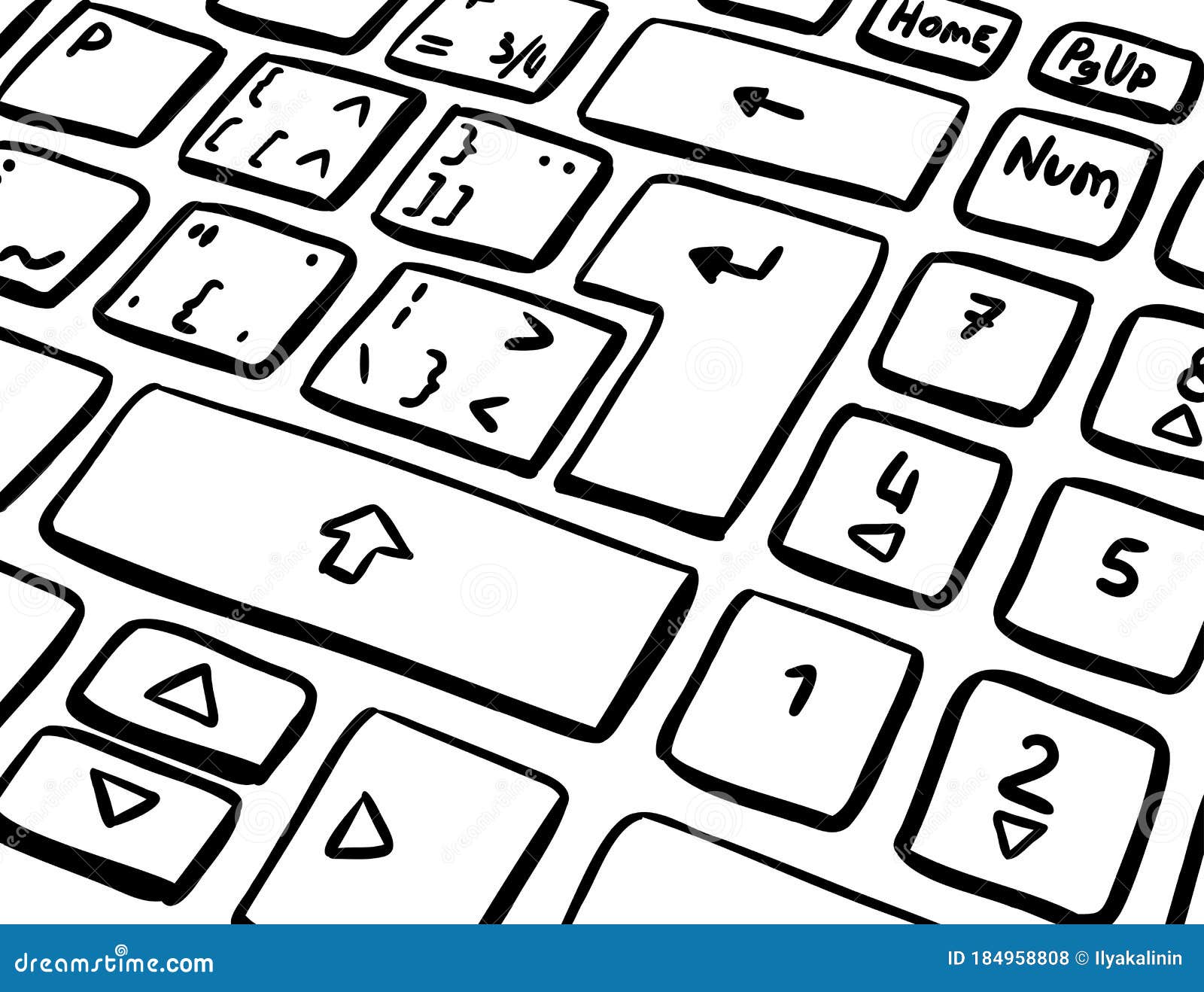 Personal Computer Keyboard, Isolated Icon Hand Drawn And Colorless.  Monochrome Sketch Outline Of Device With Buttons To Input Information On  Laptop. Keypad For Writers Typing, Vector In Flat Style Royalty Free SVG,