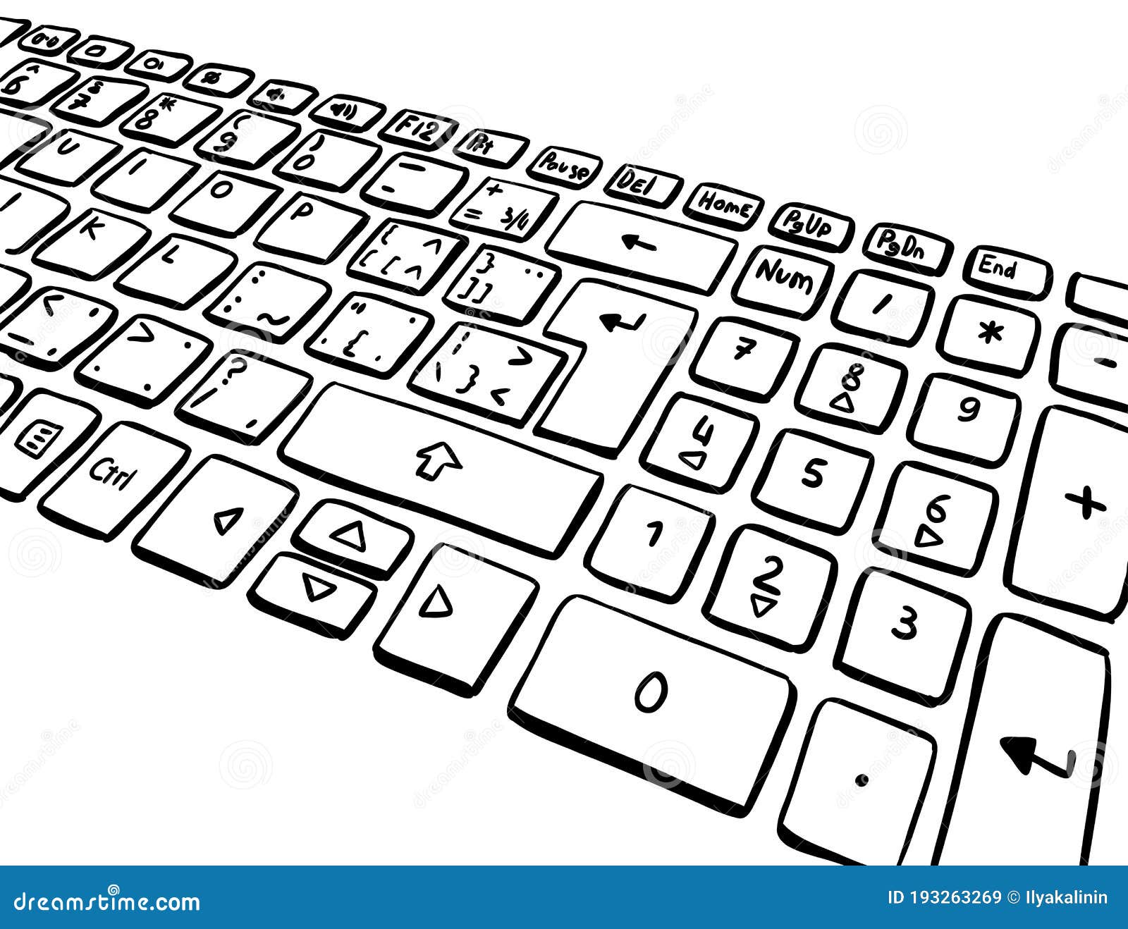 Keyboard Keys Sketch Enter Key Black and White Drawing Printable  Letters Characters Symbols Line Vector Stock Vector  Illustration of  shift symbol 193263269