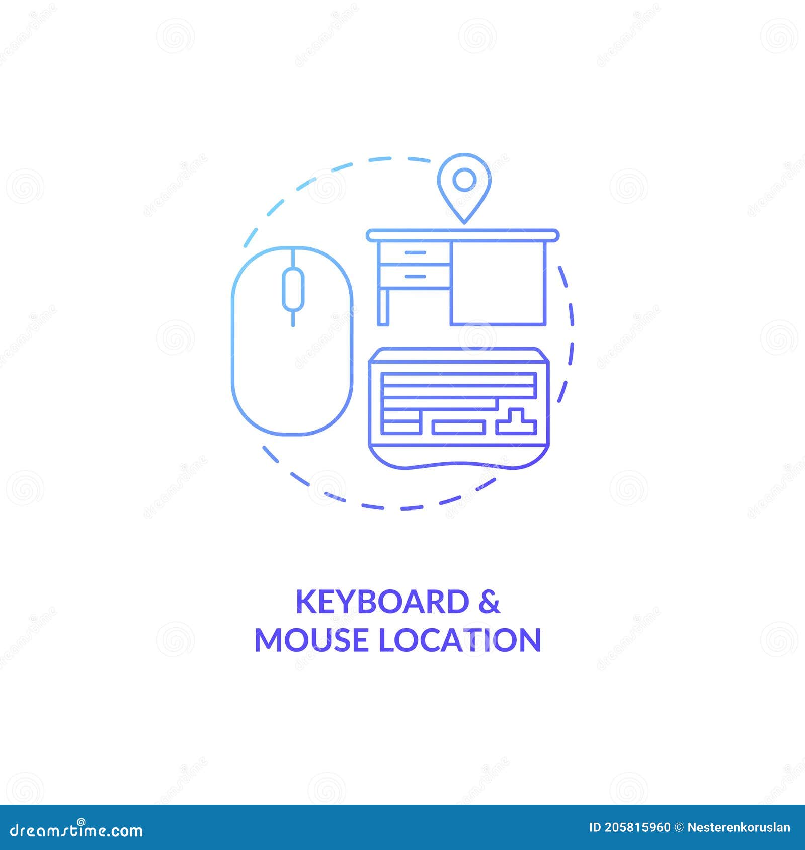 Keyboard Mouse Location Concept Icon Keyboard Mouse Location Concept Icon Office Ergonomics Tip Idea Thin Line 205815960 