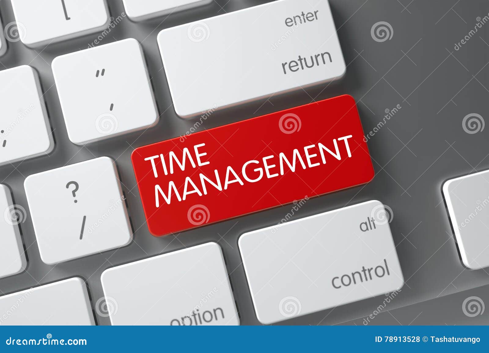 keyboard with red key - time management. 3d.