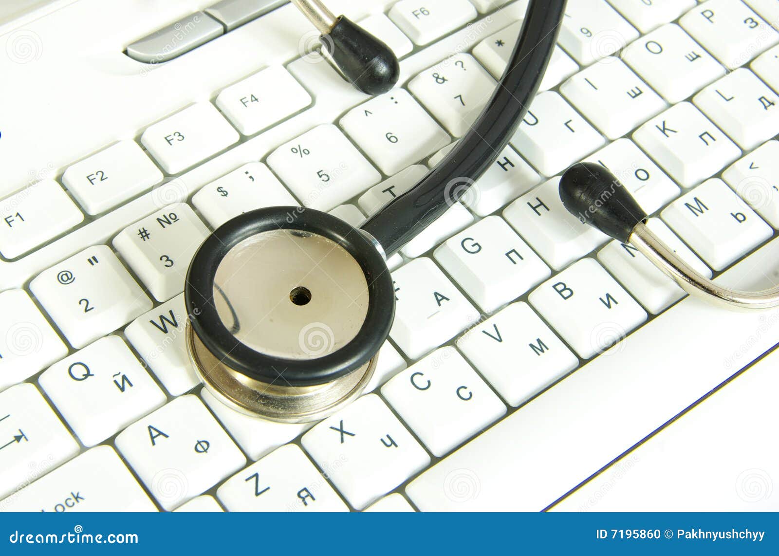 Keyboard with stethoscope stock photo. Image of medical 7195860
